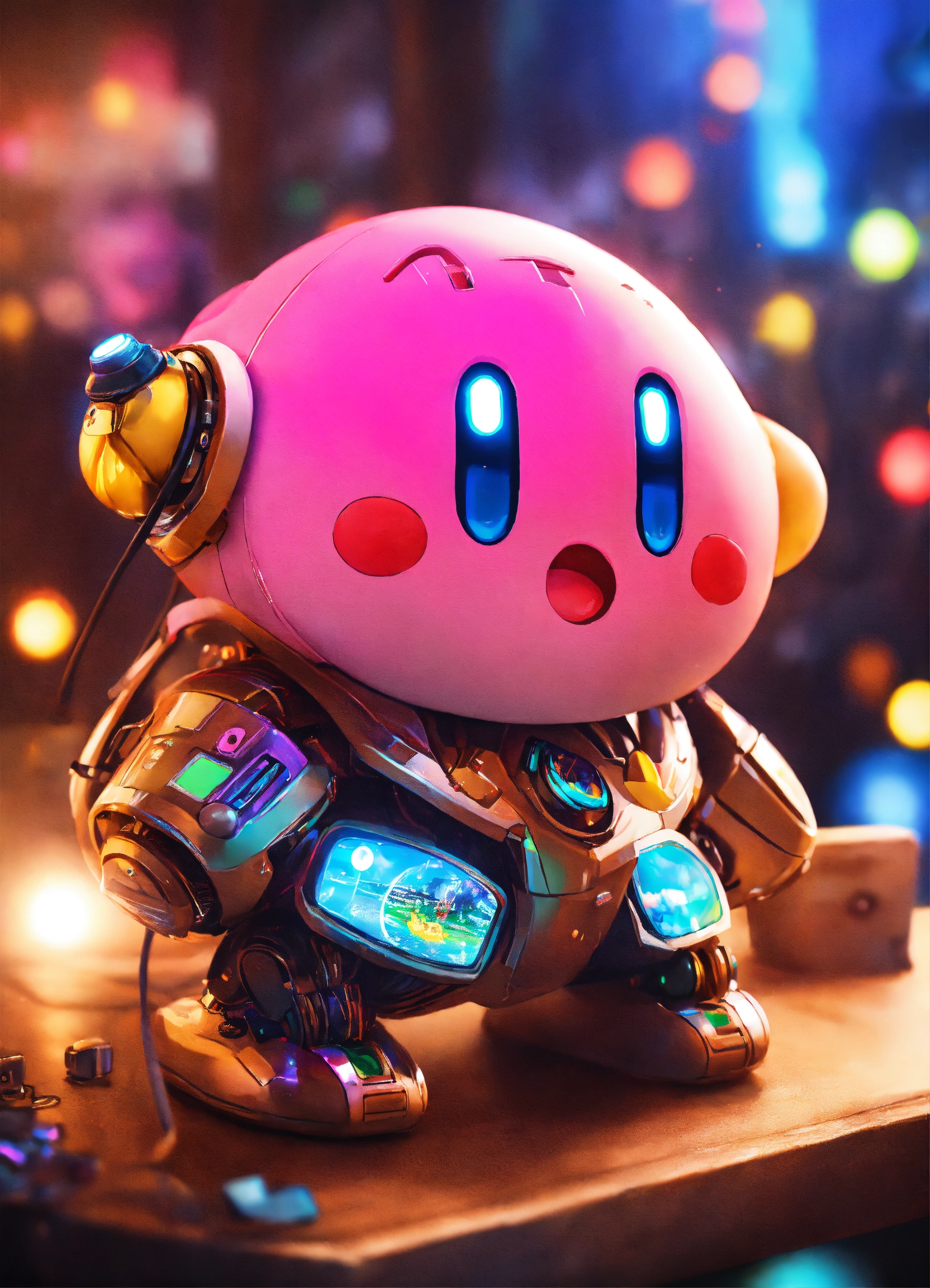 Lexica - A real photo Cute Cyber Kirby