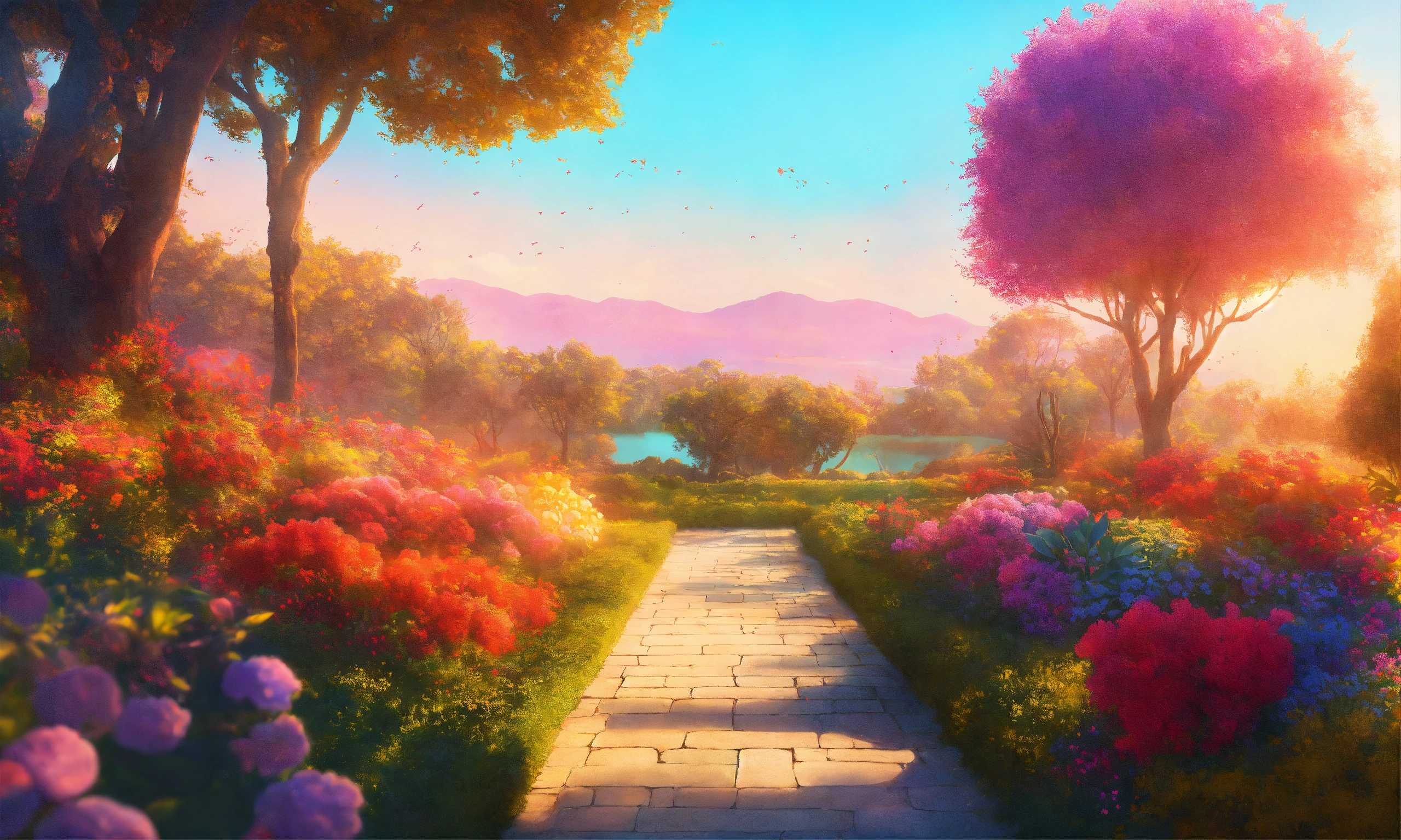 Lexica - A serene and peaceful garden, bathed in soft sunlight. The ...