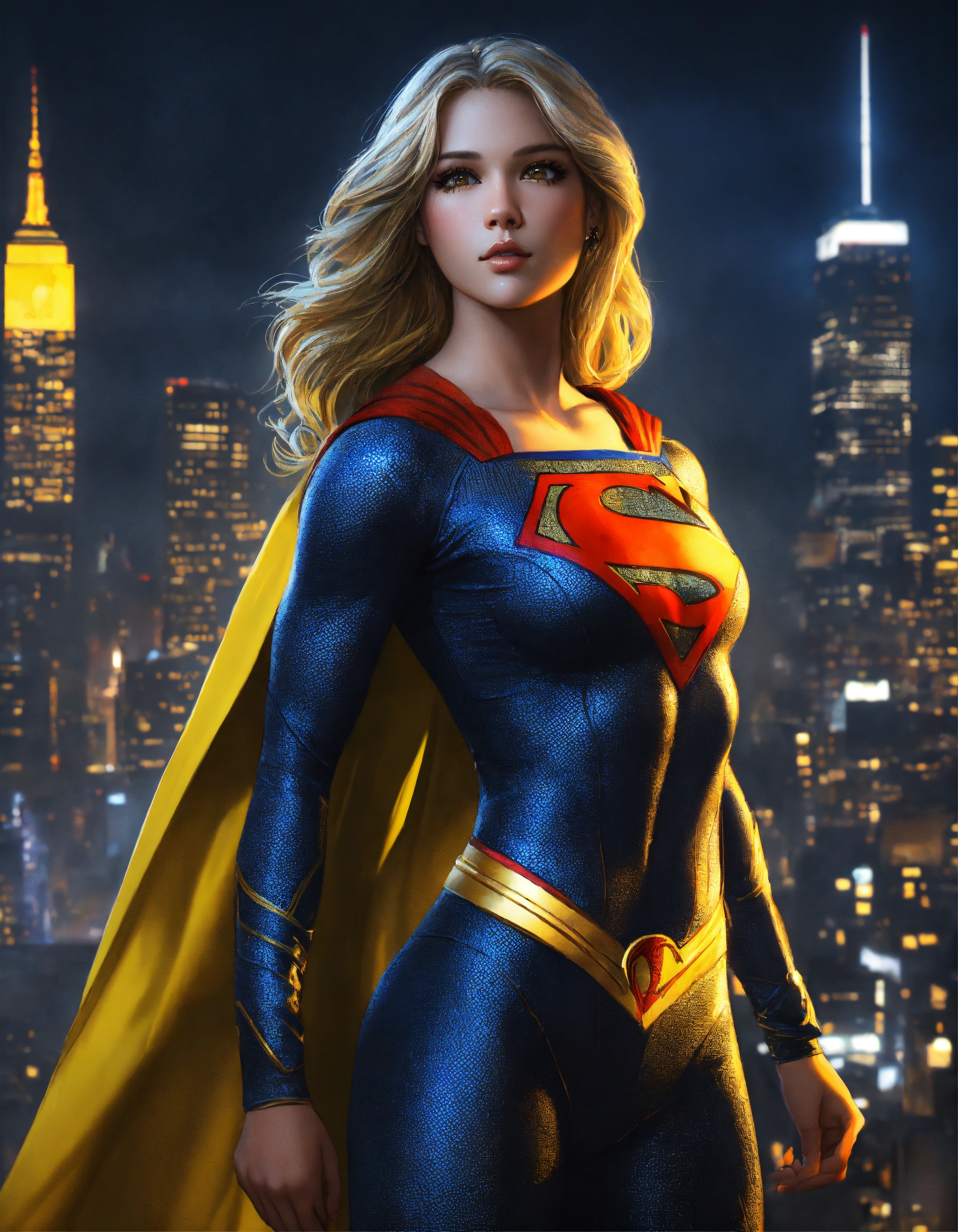 Lexica - Portrait painting of Supergirl wearing a (stunning yellow and ...