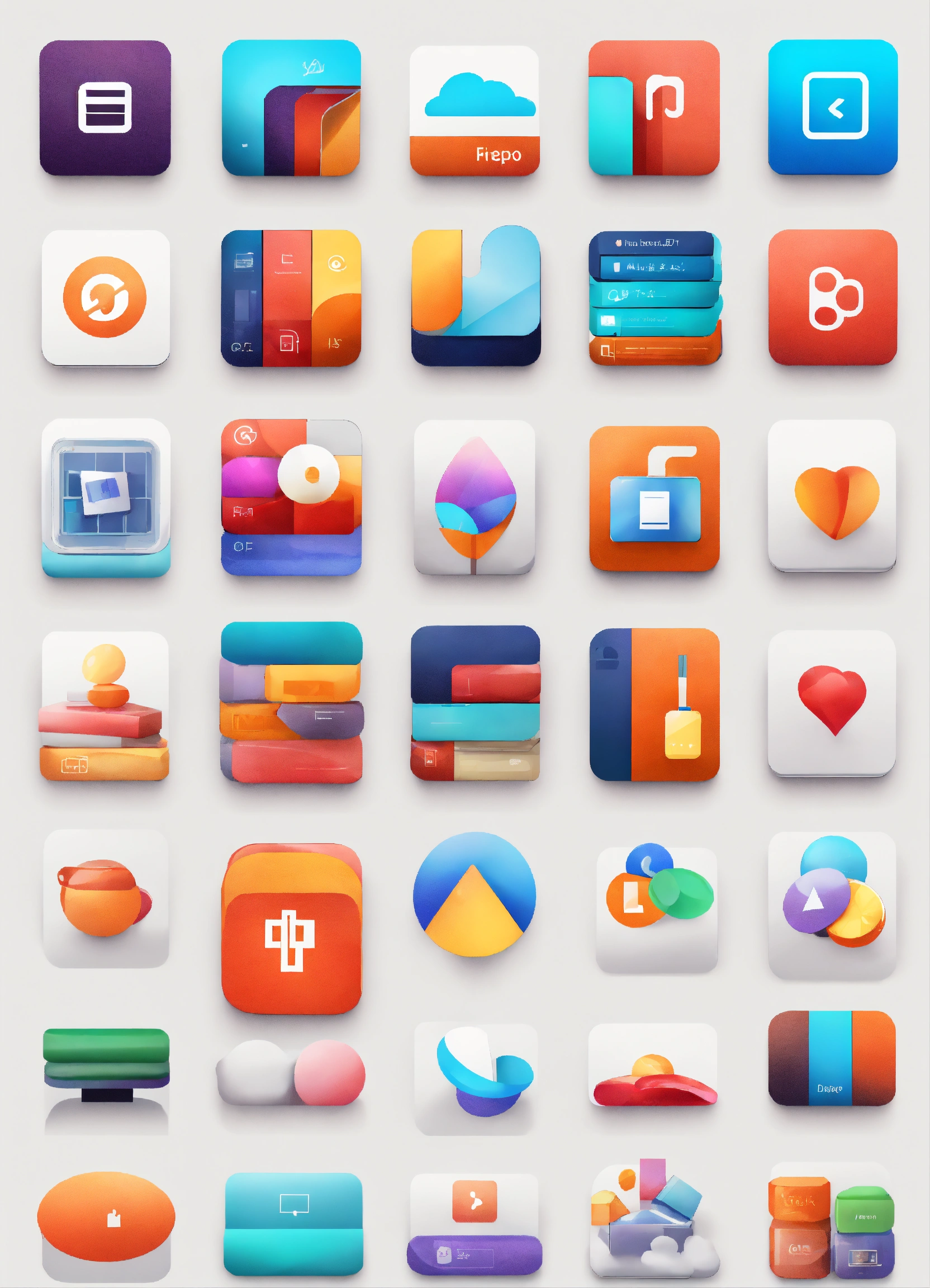 Lexica - Pile of mobile app icons, stack, 2 dimensions, illustration ...