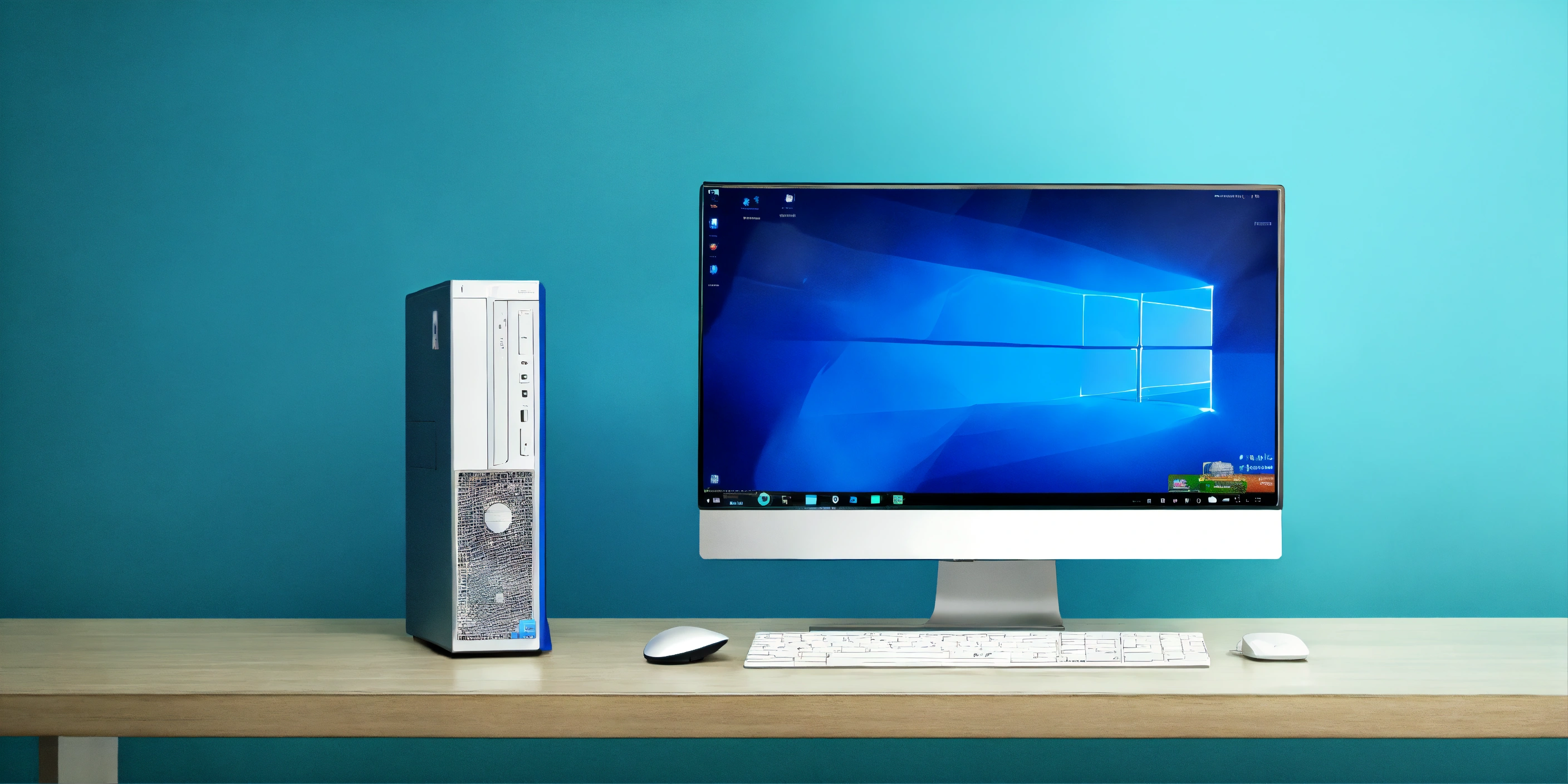 Lexica - Desktop computer blue background