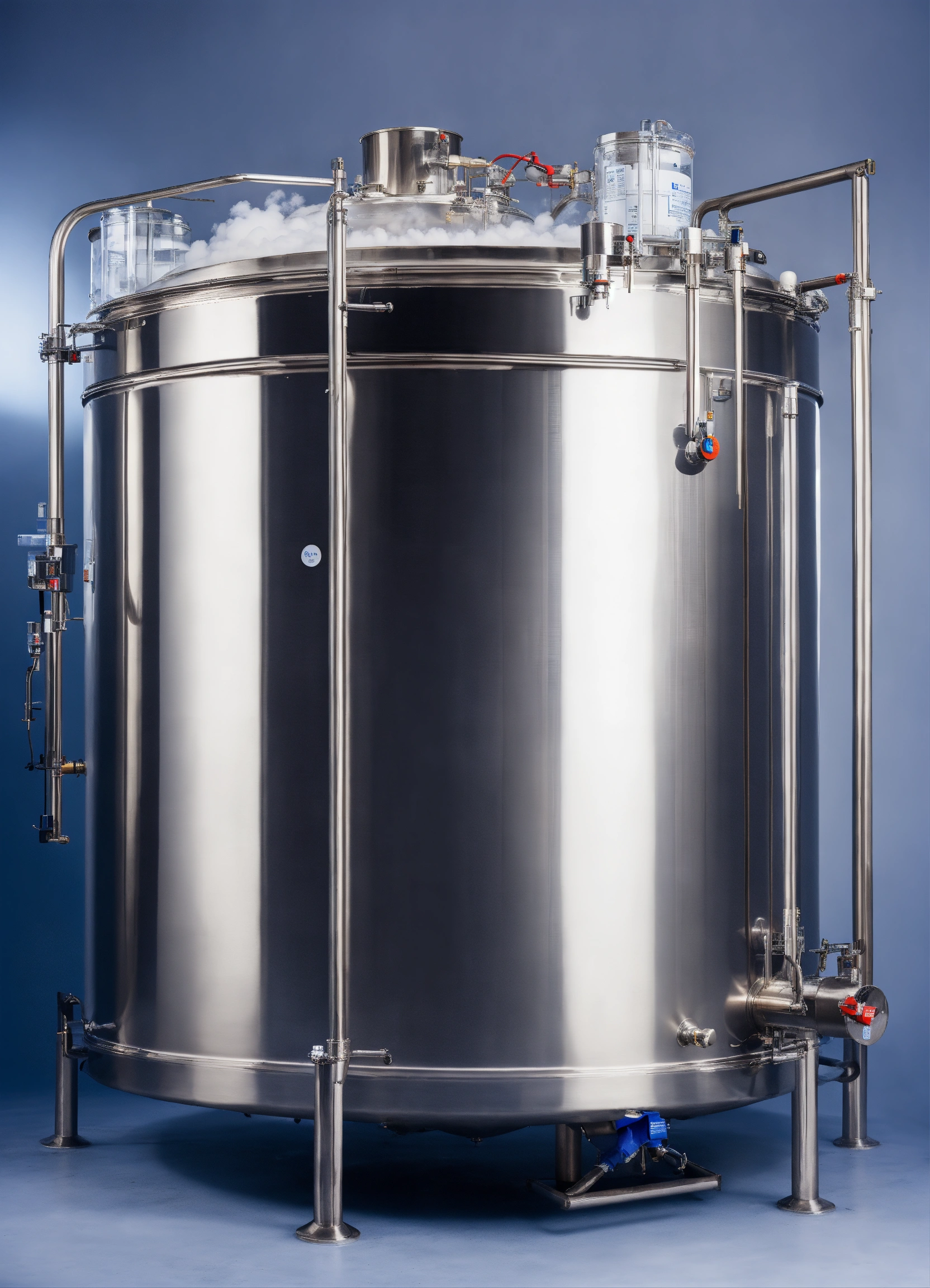 Lexica Stainless Steel Tank With Open Lid Filled With Liquid Nitrogen Steaming Sterile