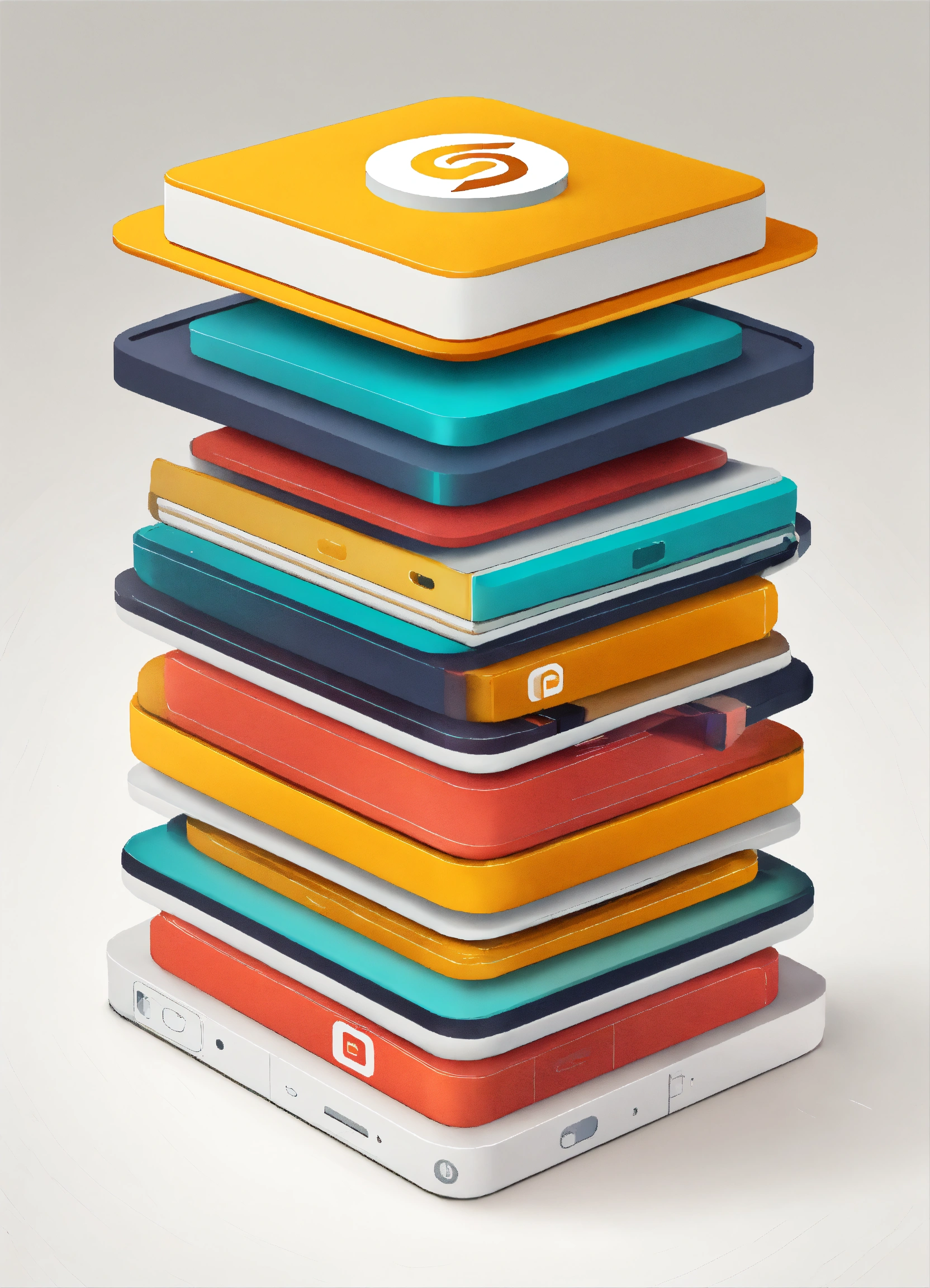 Lexica - Pile of mobile app icons, stack, 2 dimensions, illustration ...