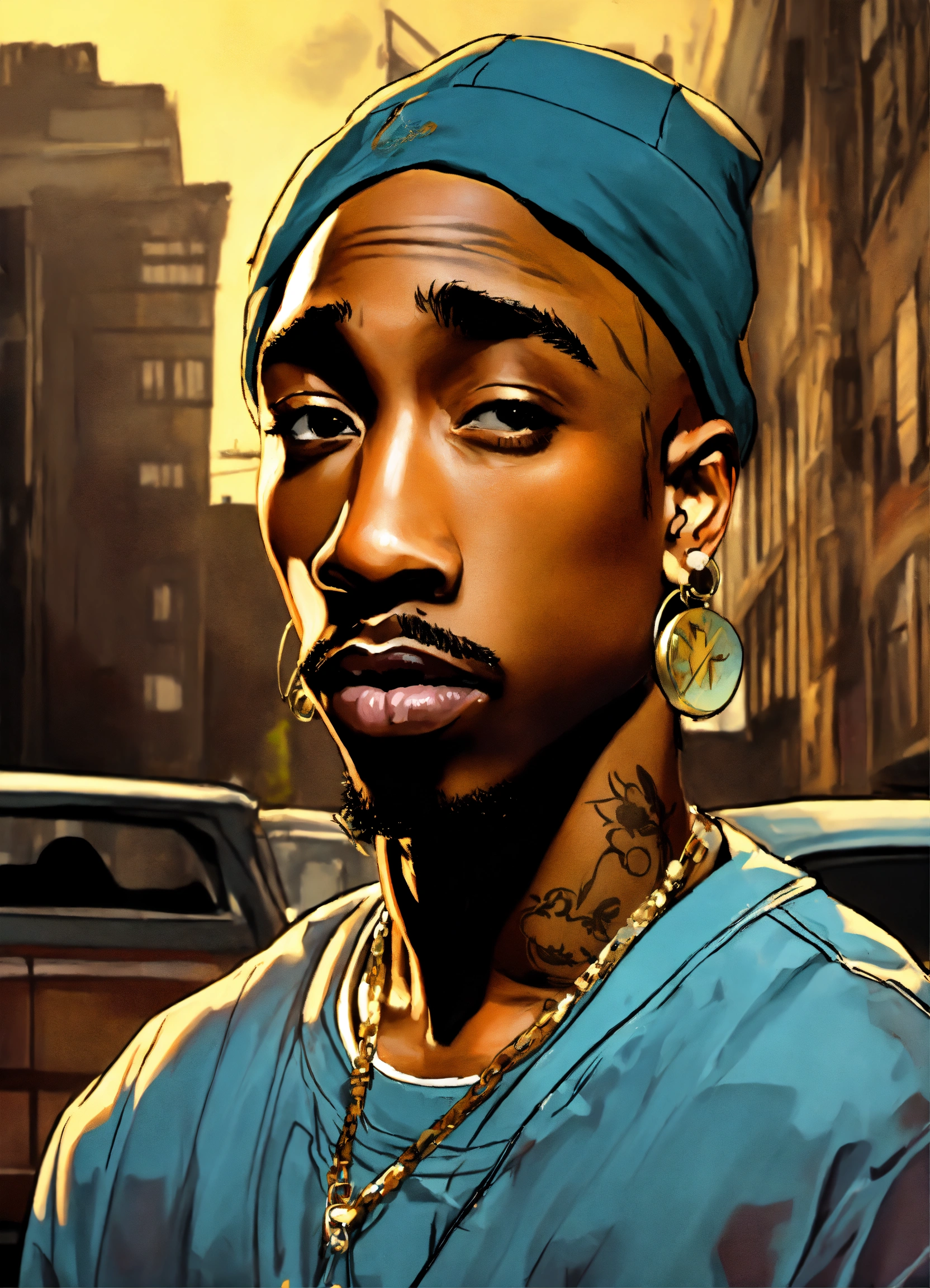 Lexica - Hip hop art style 2 pac boondocks full body