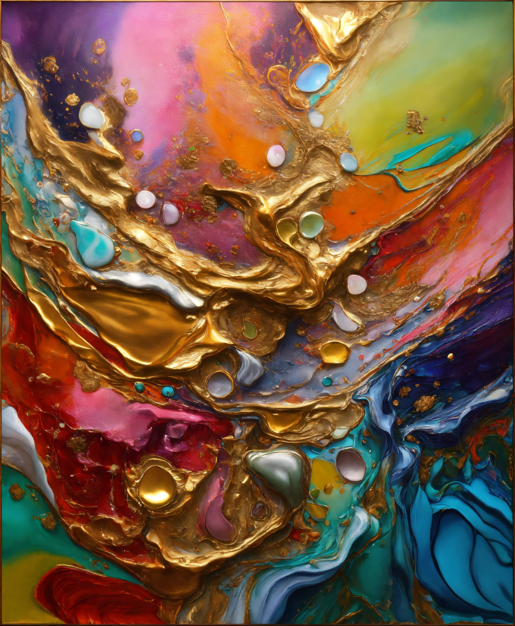 Lexica - Colorful abstract painting oil and water complex complicated ...