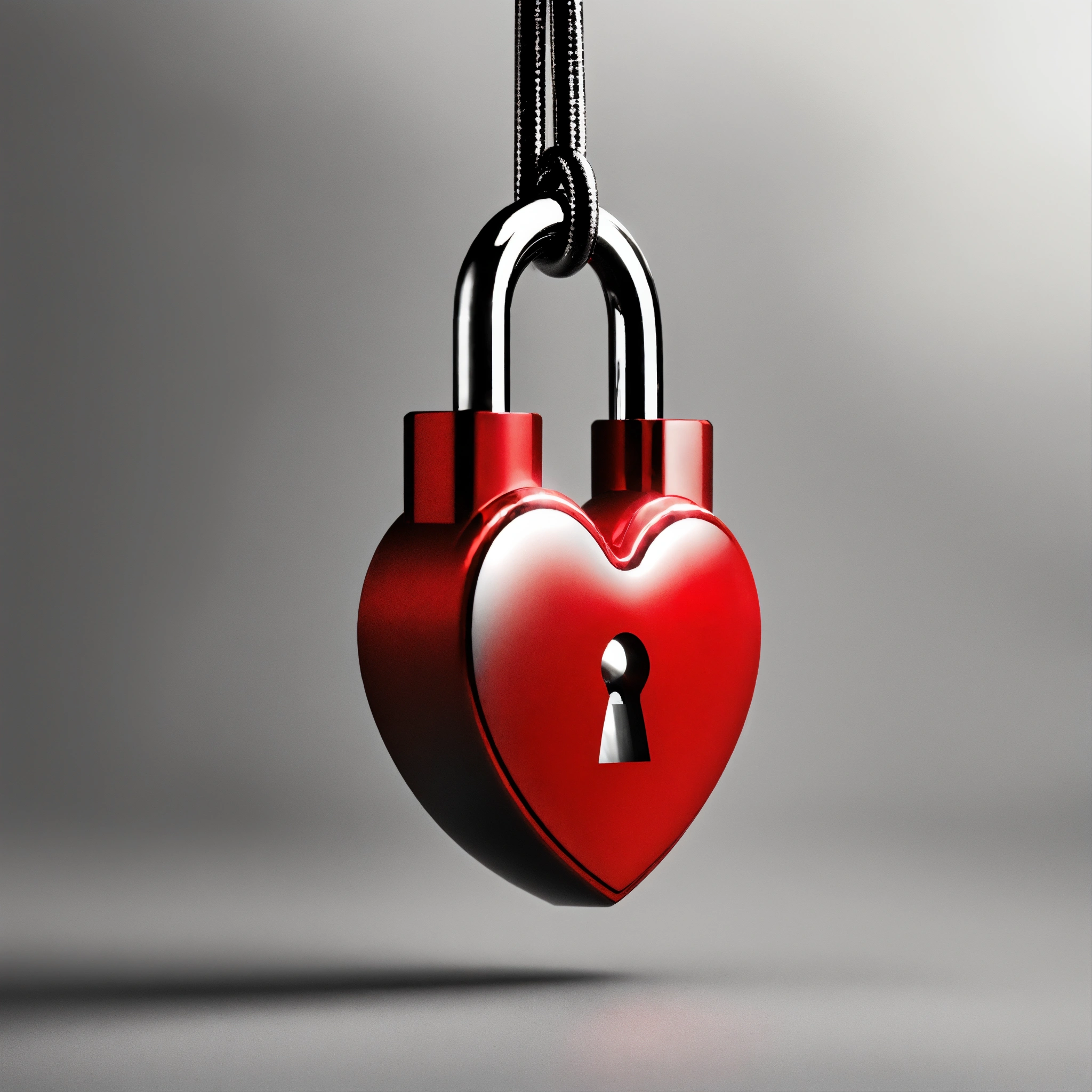 Lexica - Padlock red heart with light gray and white background