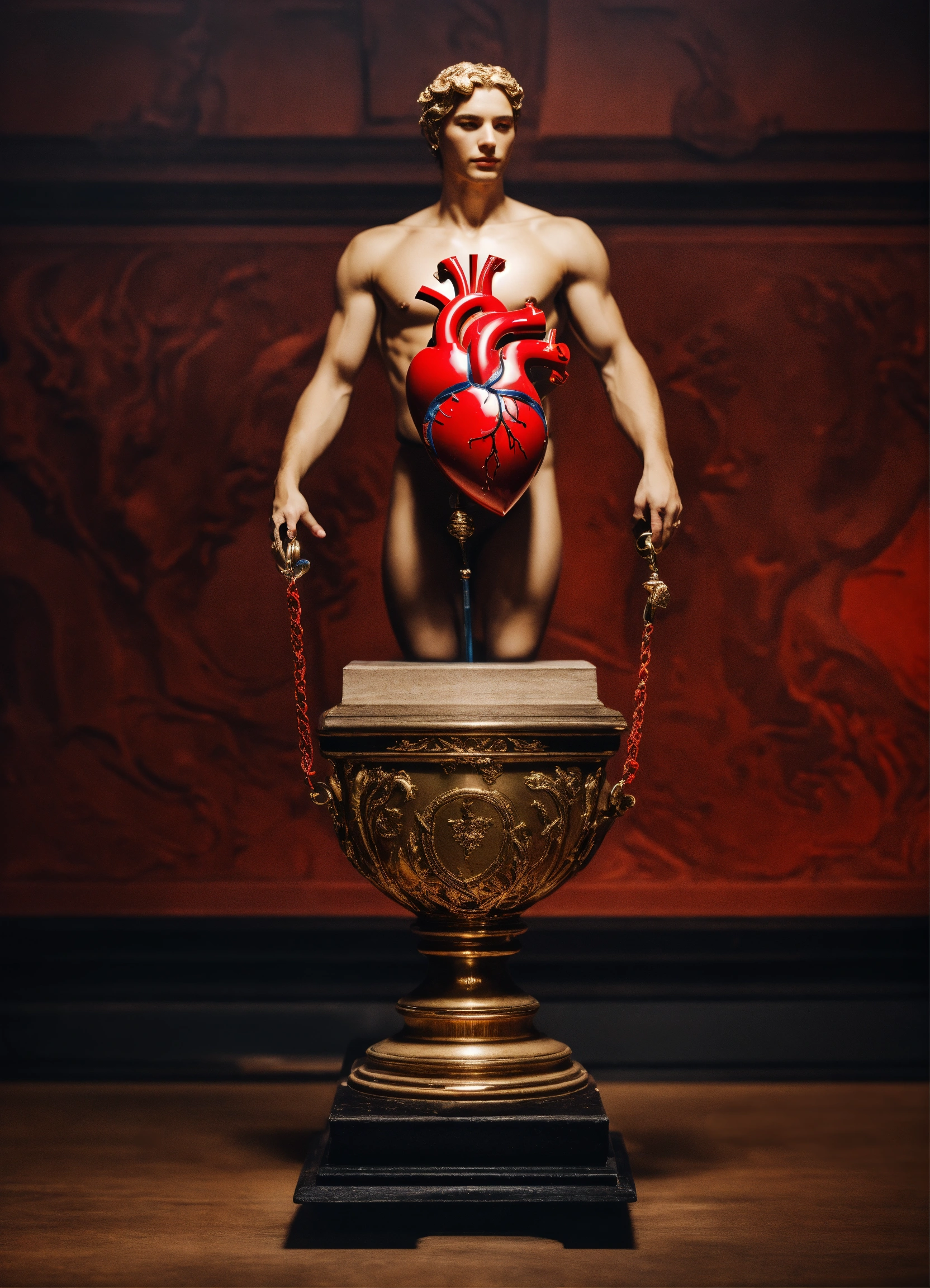 Lexica - Lucifer holding anatomical heart, elegant, luxury, clean ...