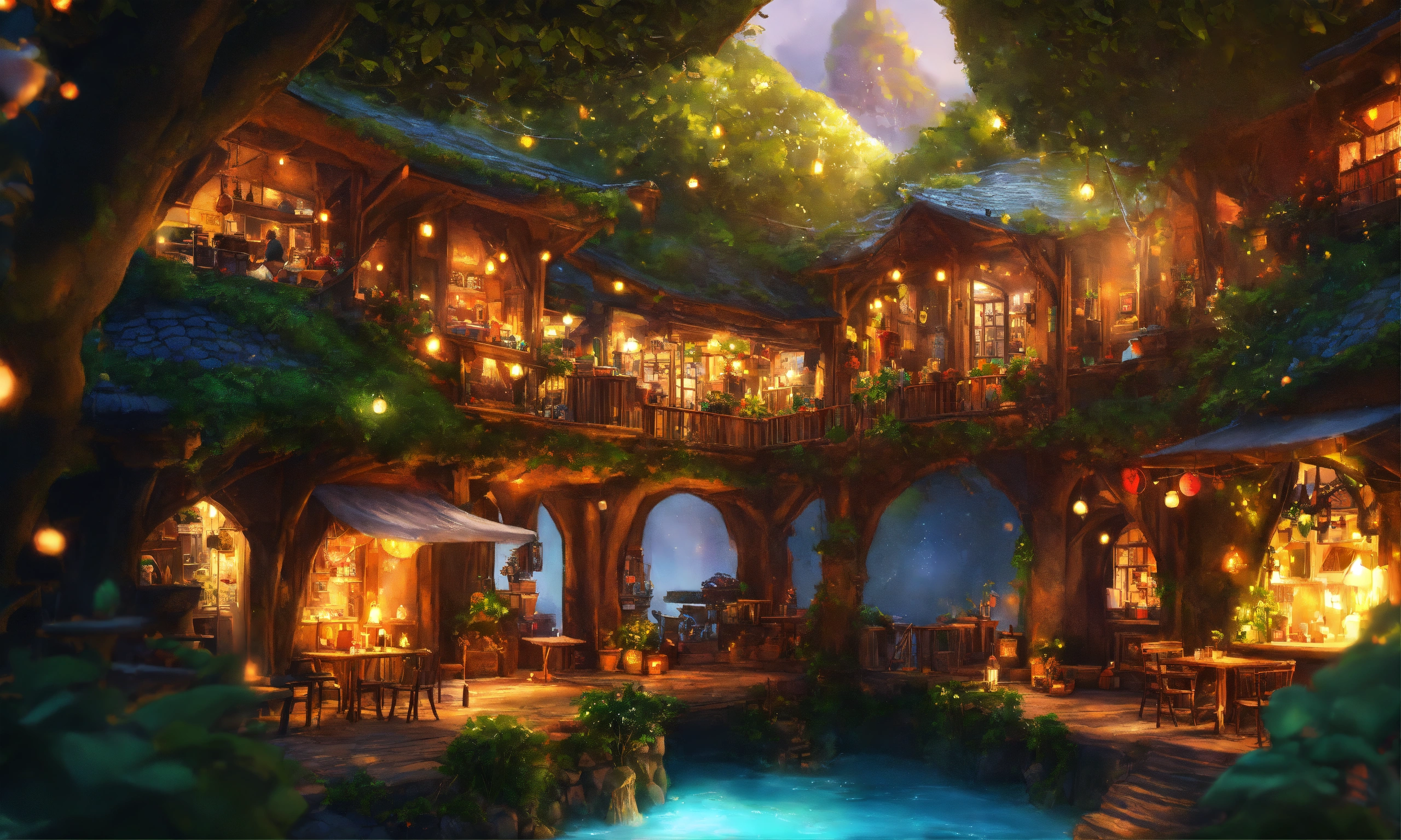 Lexica - Epic shot of ultra detailed and cozy elves city with many ...