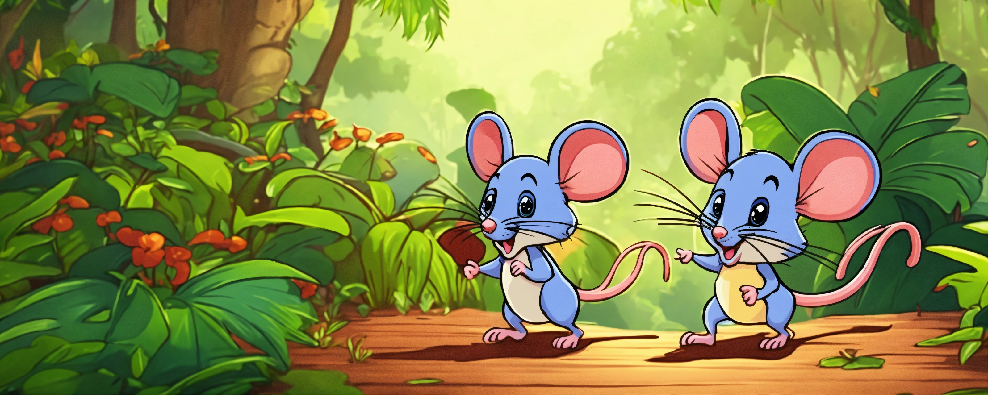 Lexica - Cartoon group of mouse walking in jungle