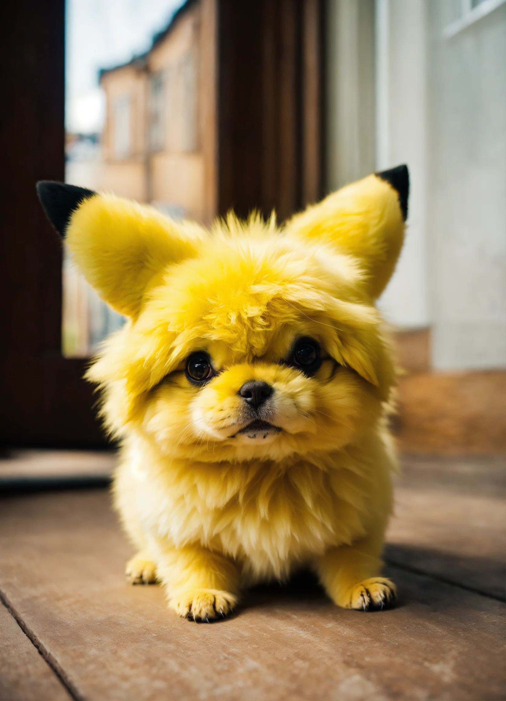 Fluffy sales yellow dog