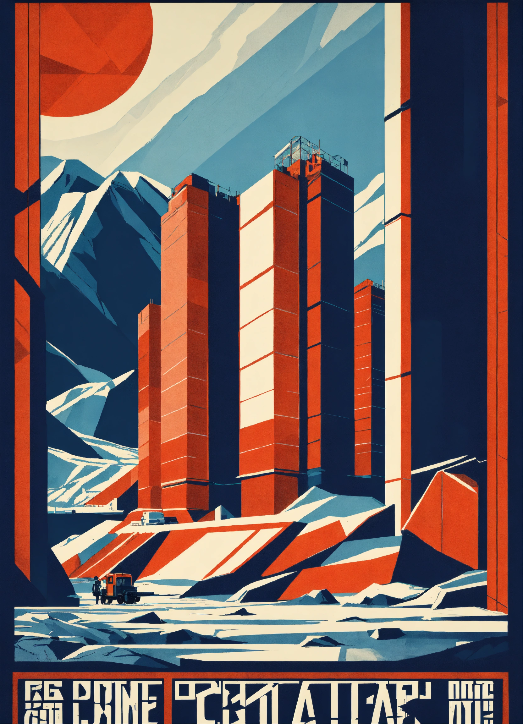 Lexica - Brutal Soviet poster of constructivism, quarry, mining, arctic ...