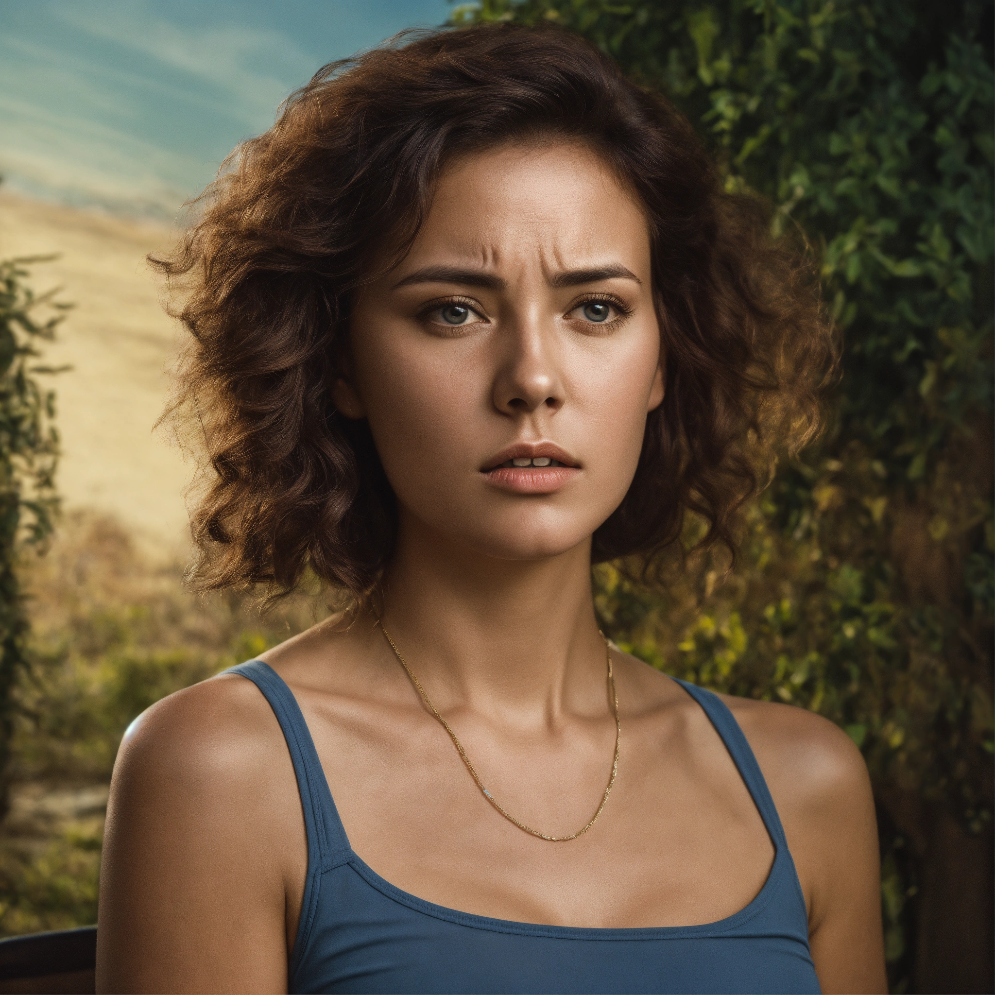 Lexica - Realistic photograph of a woman who is concerned