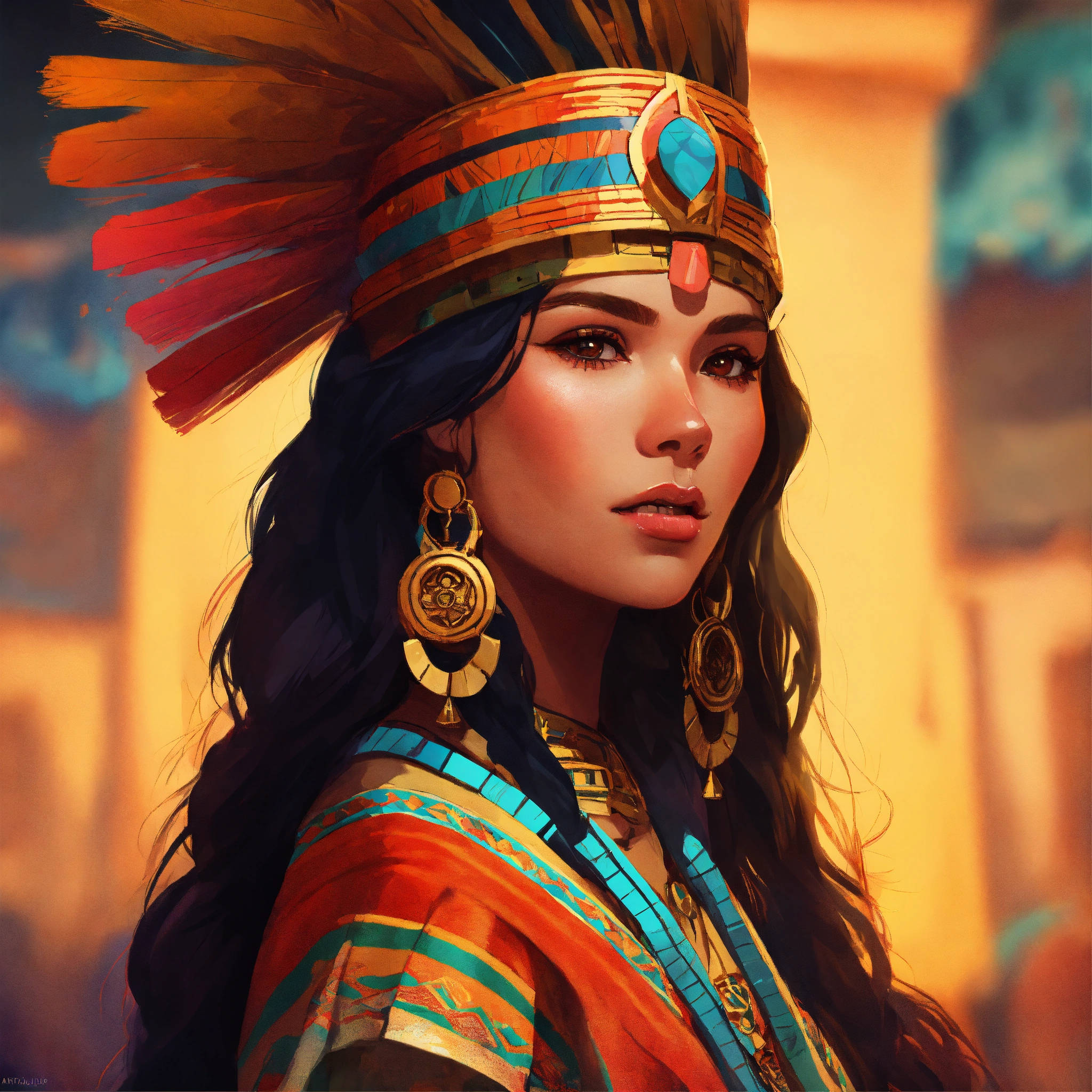 Lexica - Inca young woman, 2D illustration style, sharp focus, bright ...