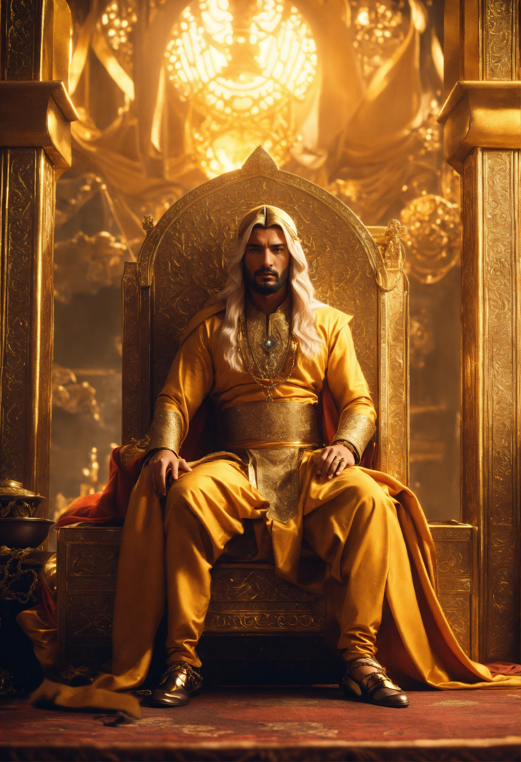 Lexica - An epic fantasy scene featuring the sultan Saladin sitting on ...