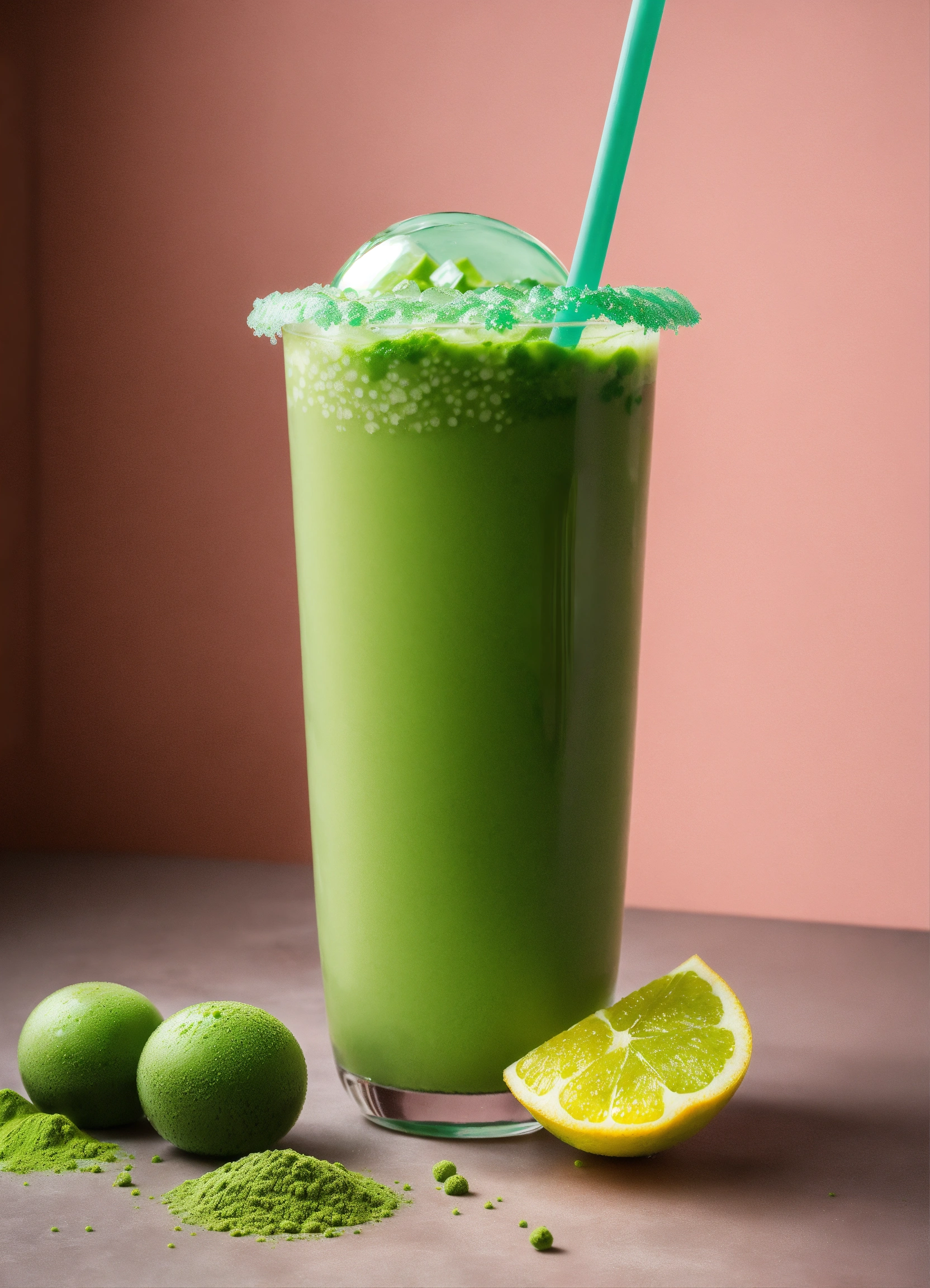 Lexica - Floating green matcha bubble tea. clear cup. studio ...