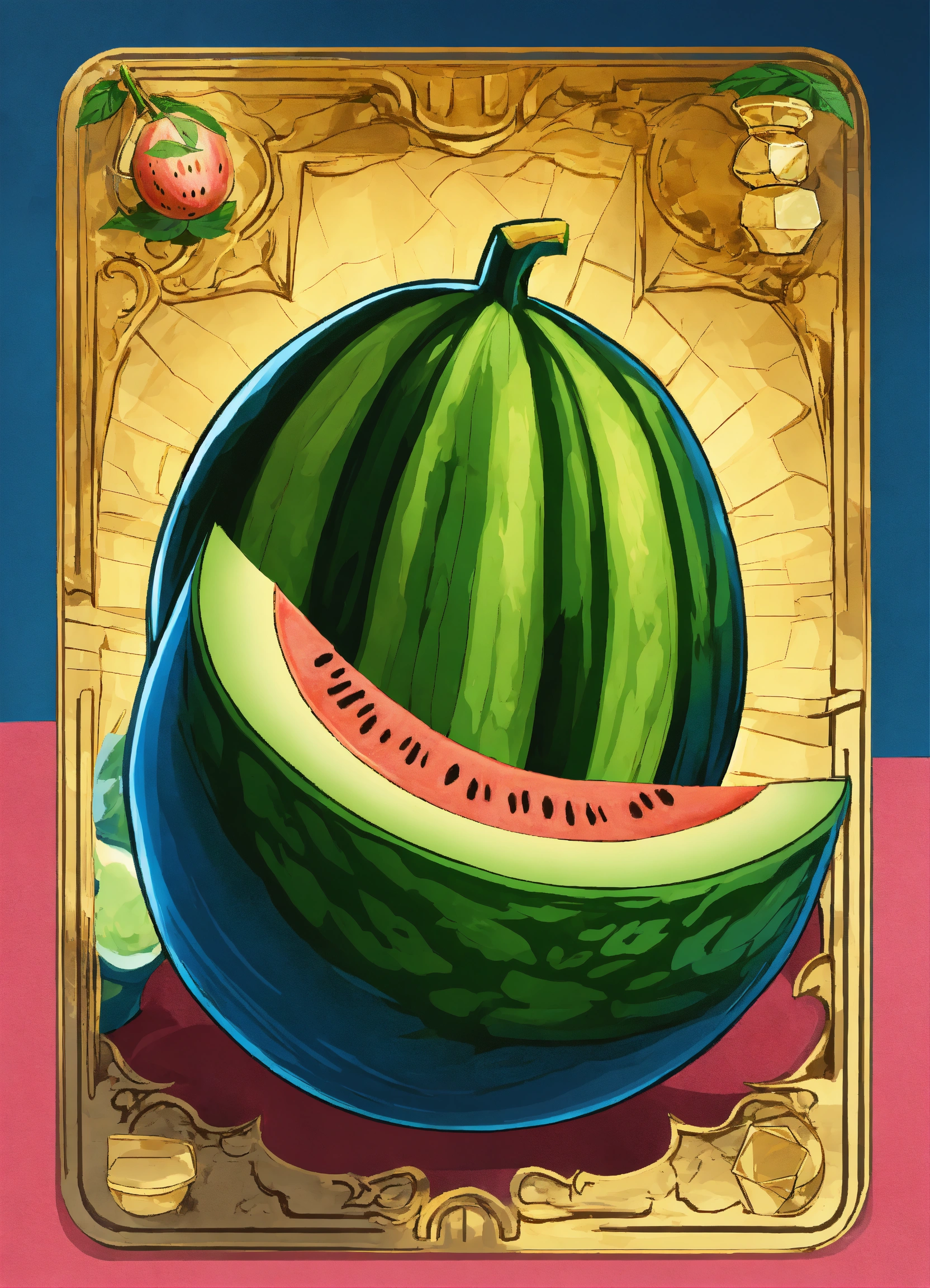 Lexica A sliced melon basen on the card "el melón" of the mexican