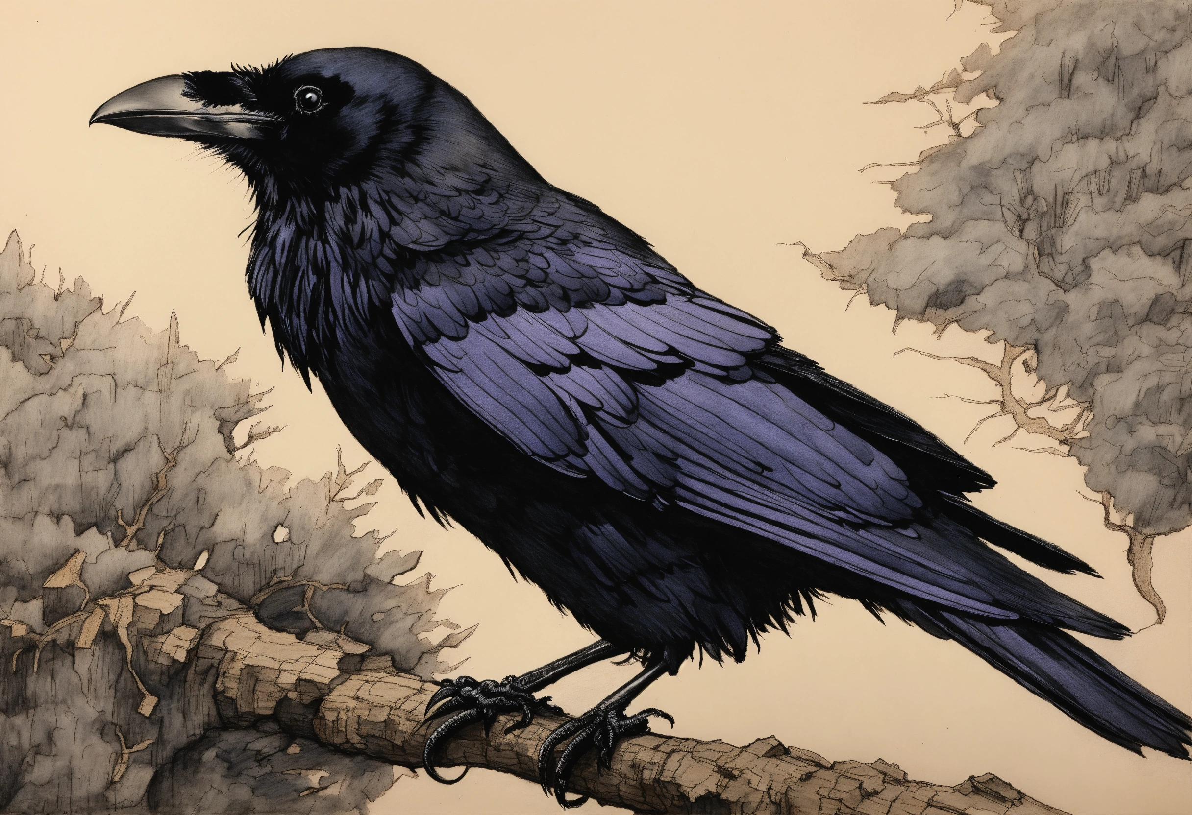 Lexica - A pen and ink drawing of a raven