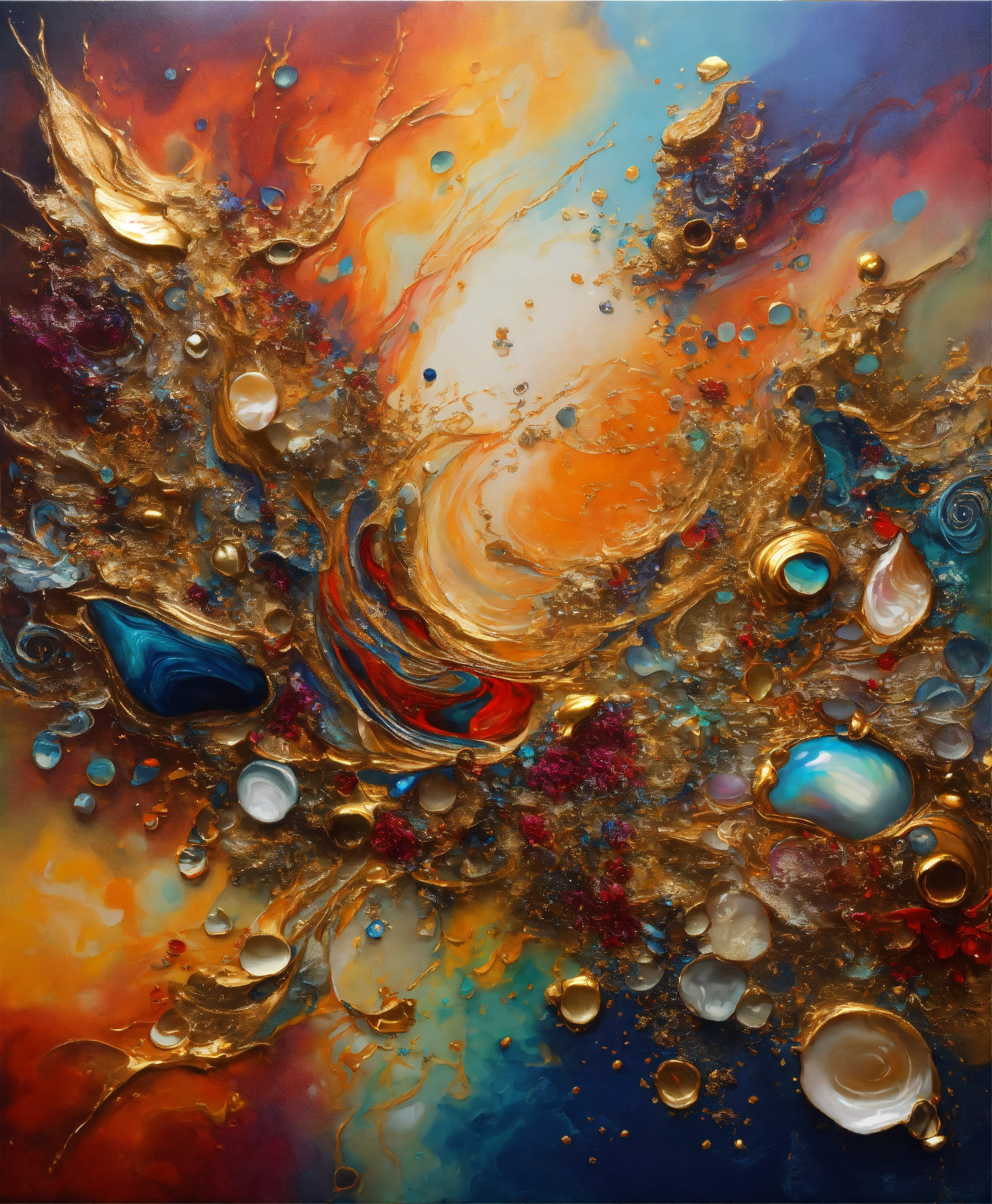 Lexica - Colorful abstract painting oil and water complex complicated ...