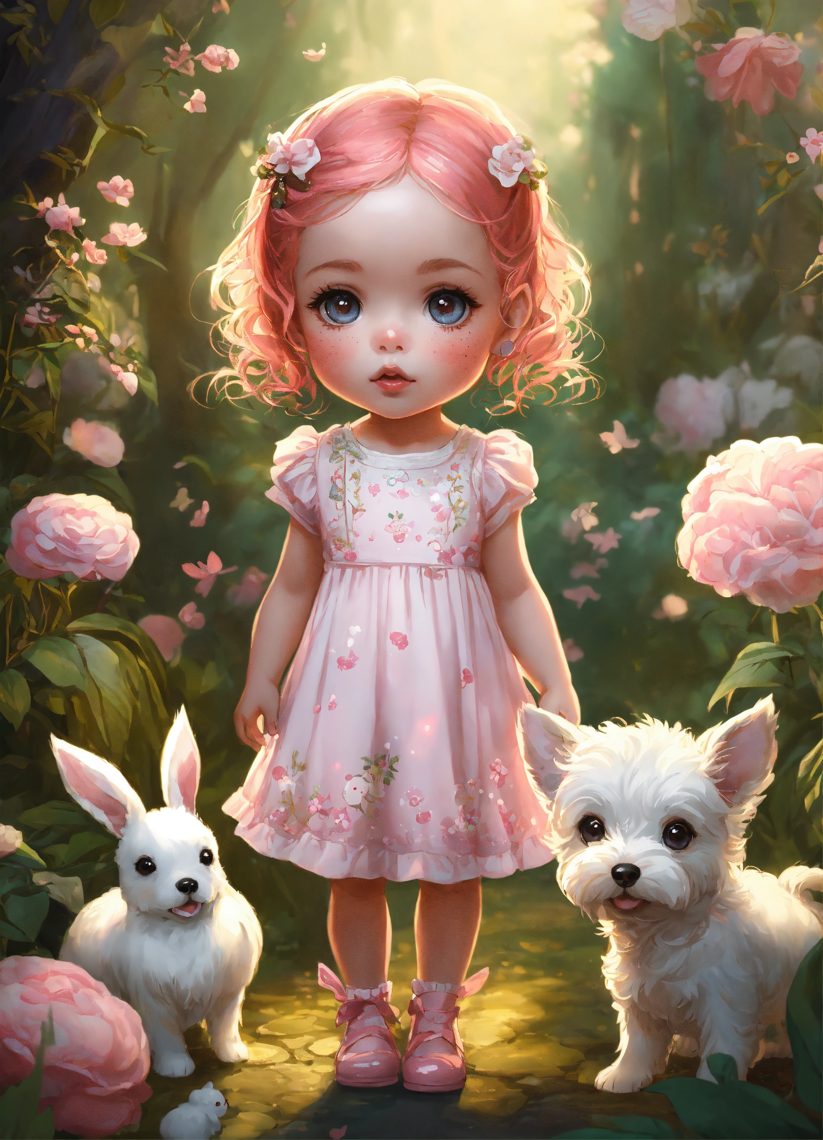 Lexica - Full body of a sweetness Baby chibi Girl freckled two very ...