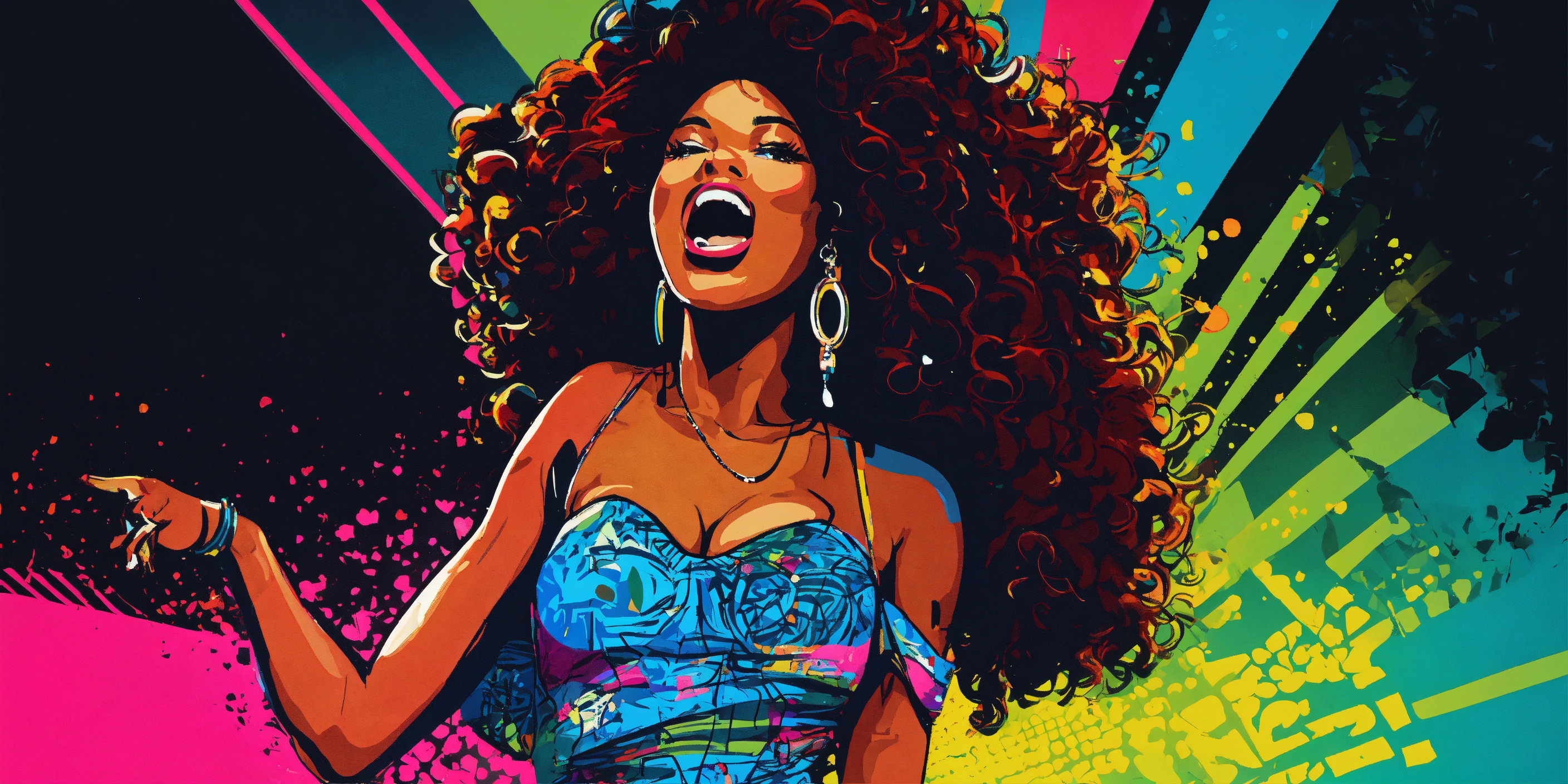 Lexica - Pop Art Diva Black Woman In A Diva-worthy Pop Art Dress 