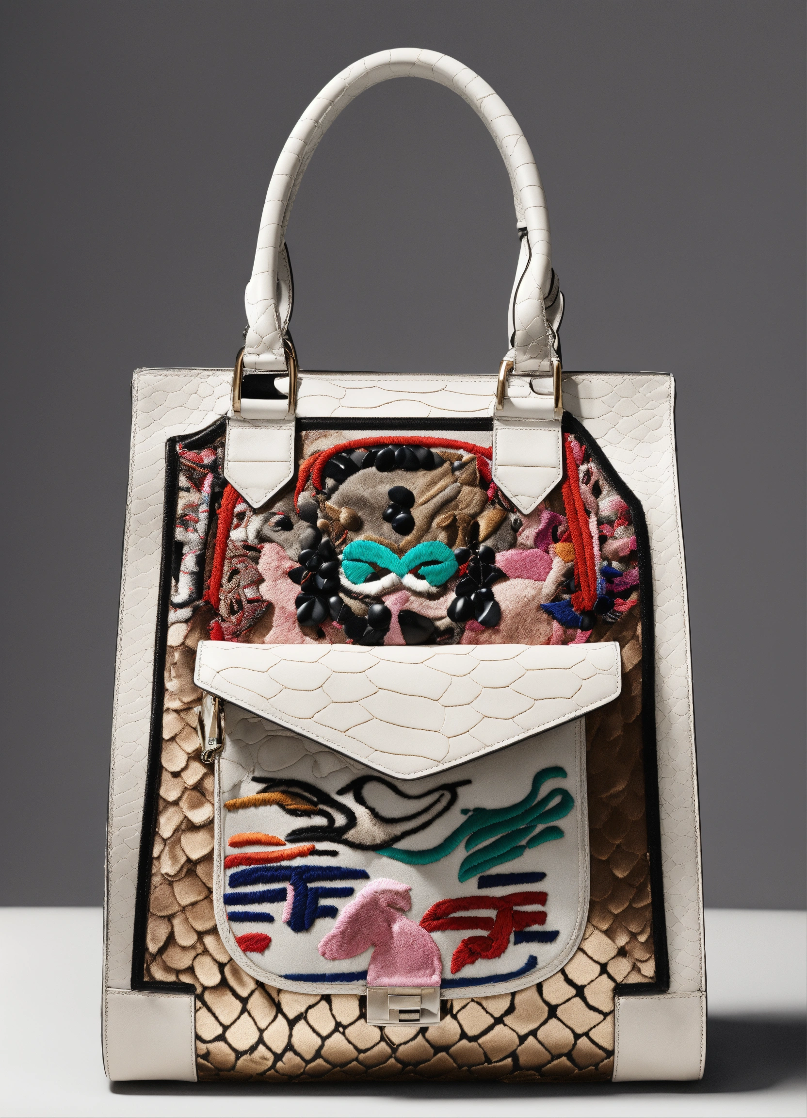 Lexica - Handbag balenciaga Kenzo Off White Snake skin Layers Tribal ...