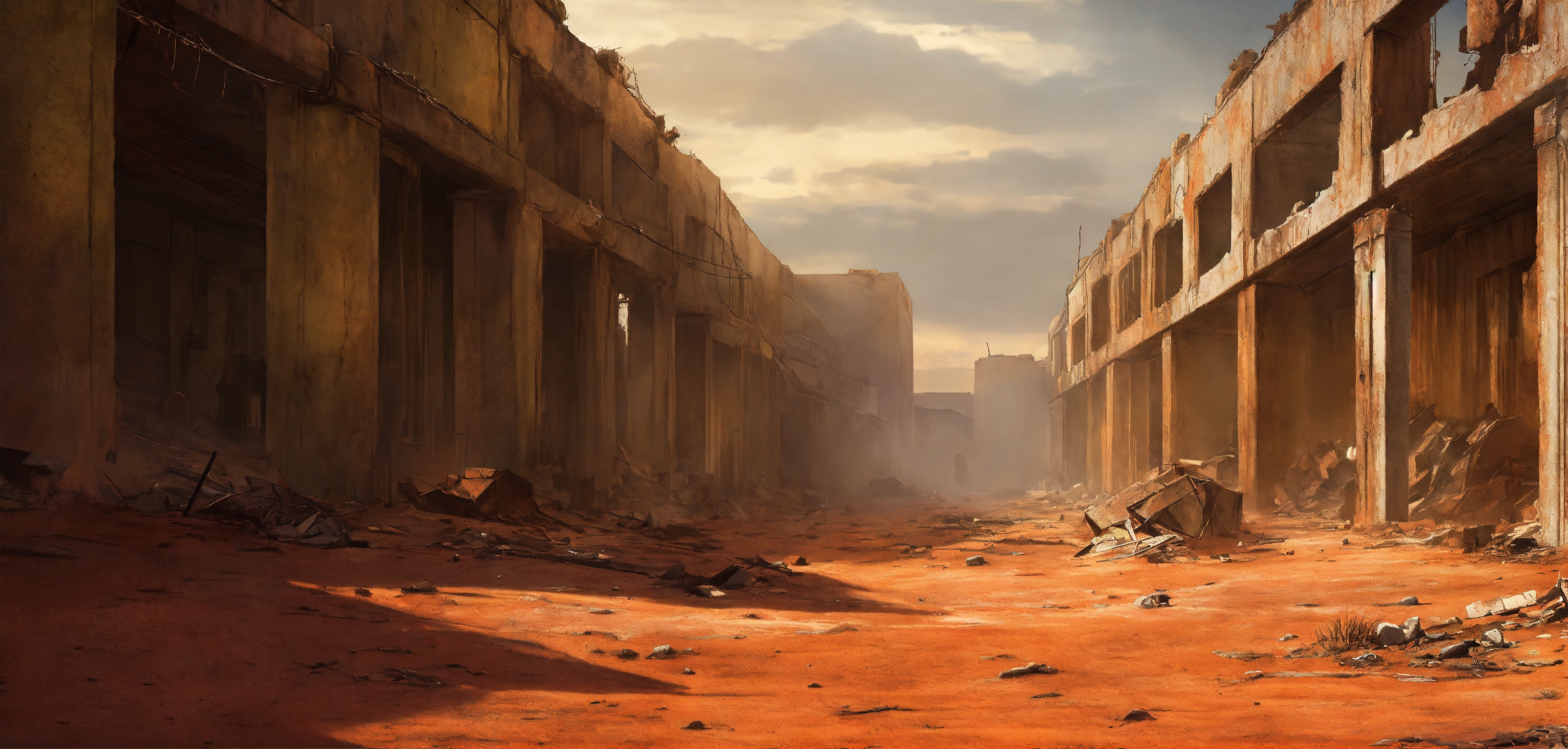 Lexica - Conept art, post apocalyptic, wasteland, concrete wall ruins ...