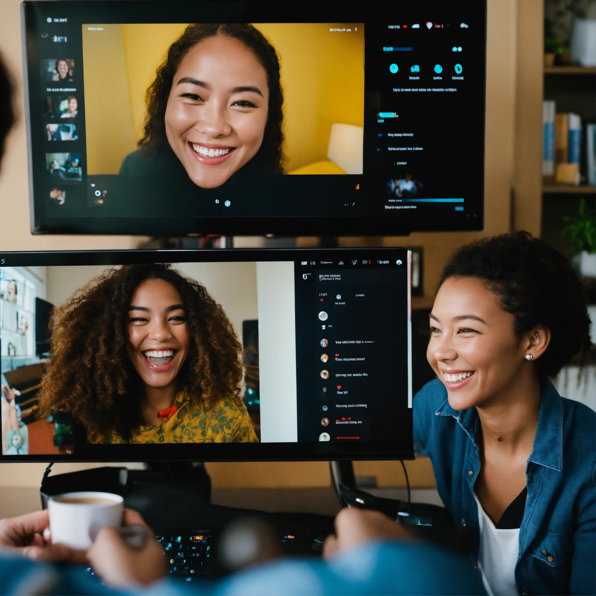Lexica - A photo of two people video chatting with each other. The ...