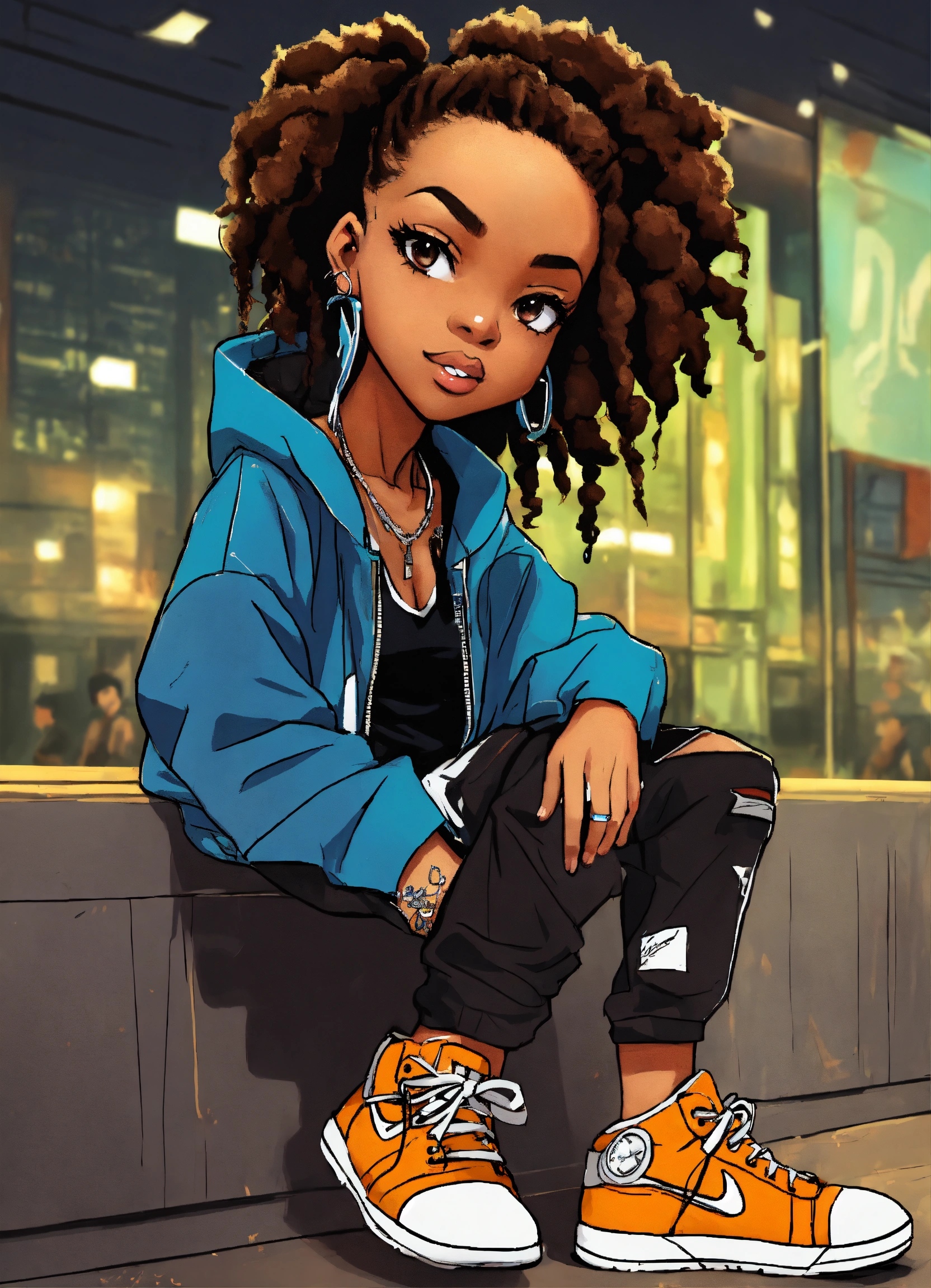 Lexica - Hip hop art style girl boondocks cartoon full body, image size:1664x2304