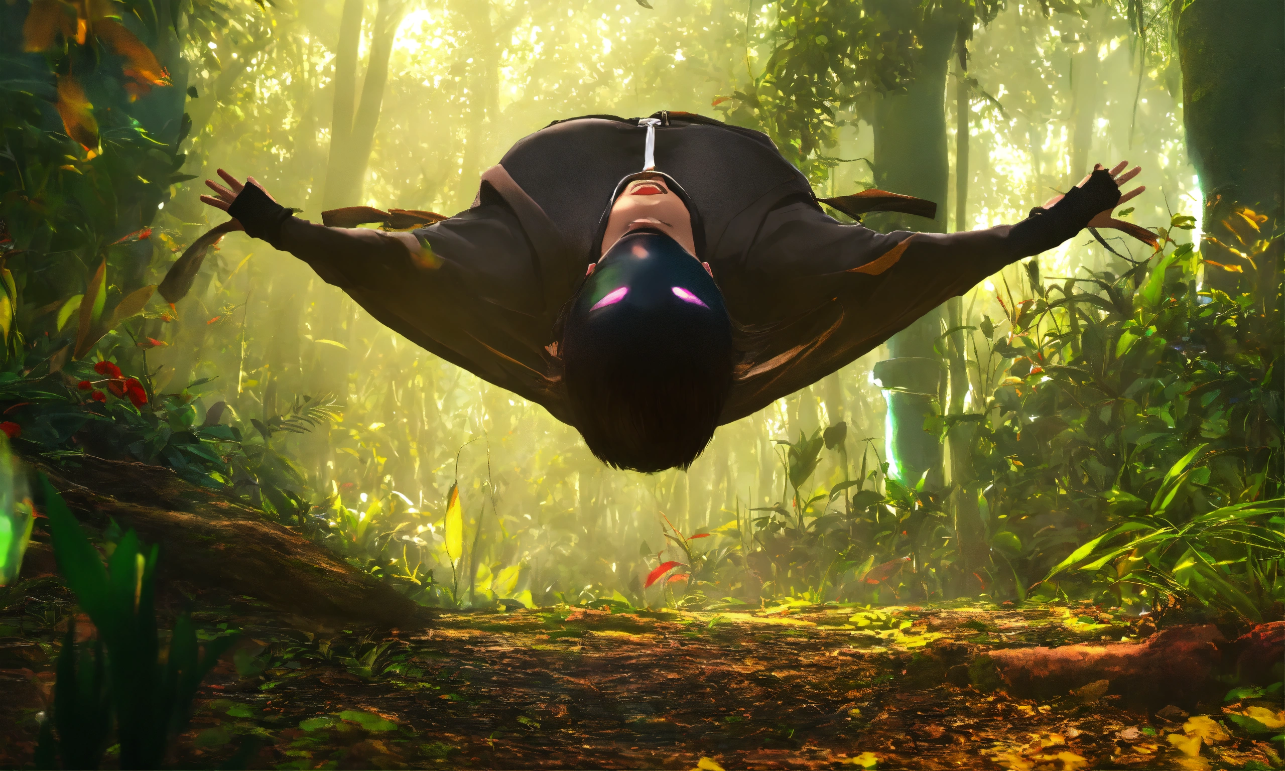 Lexica The witch move the head upside down in jungle