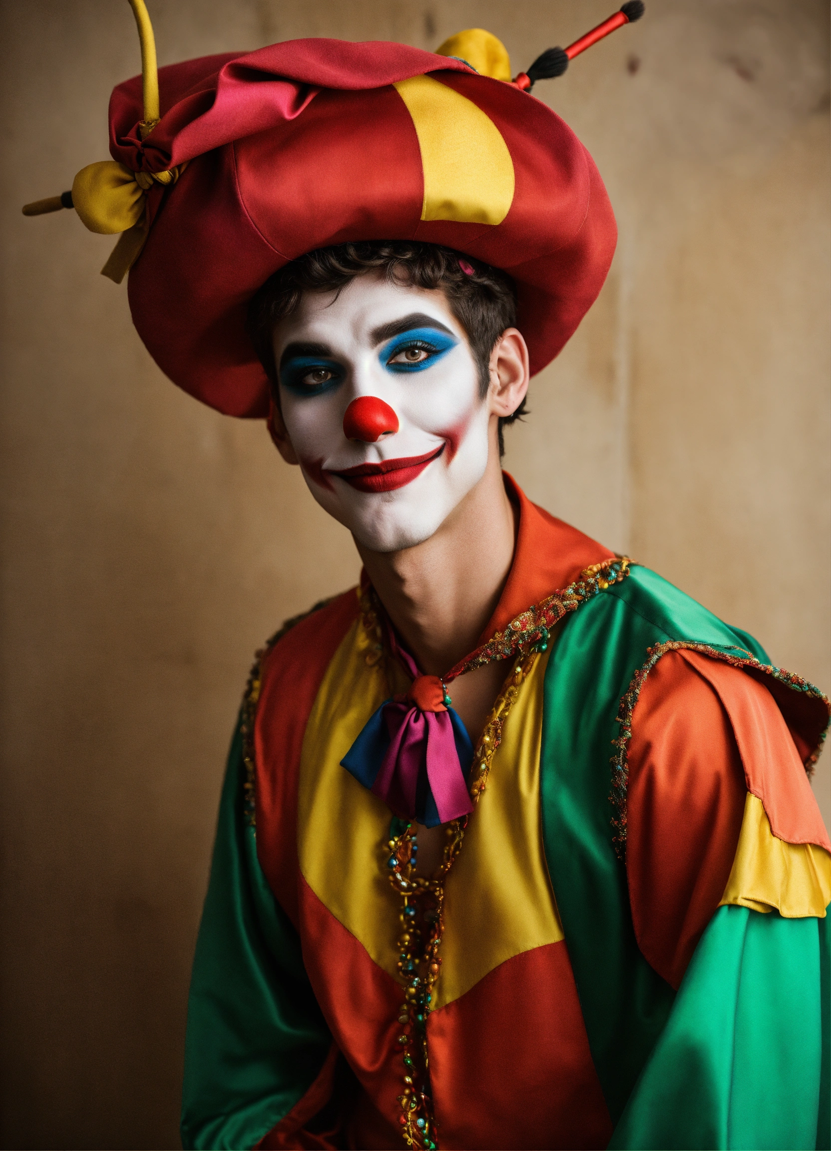 Lexica - Human Male, Court Jester,, Clown Makeup, Funny Pose, Full Body 