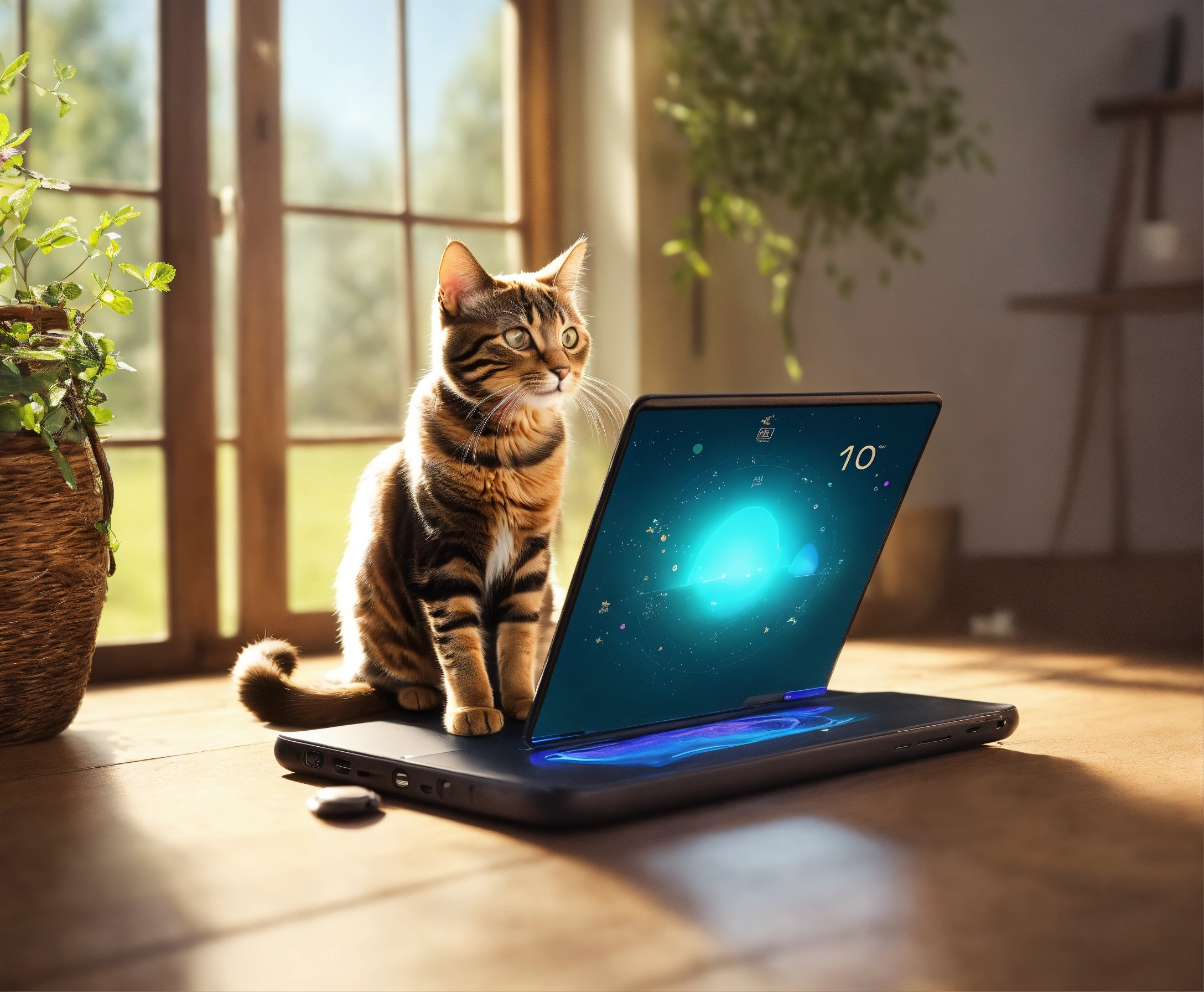 Lexica - Please picture a cat and a dog adopting new technologies such ...