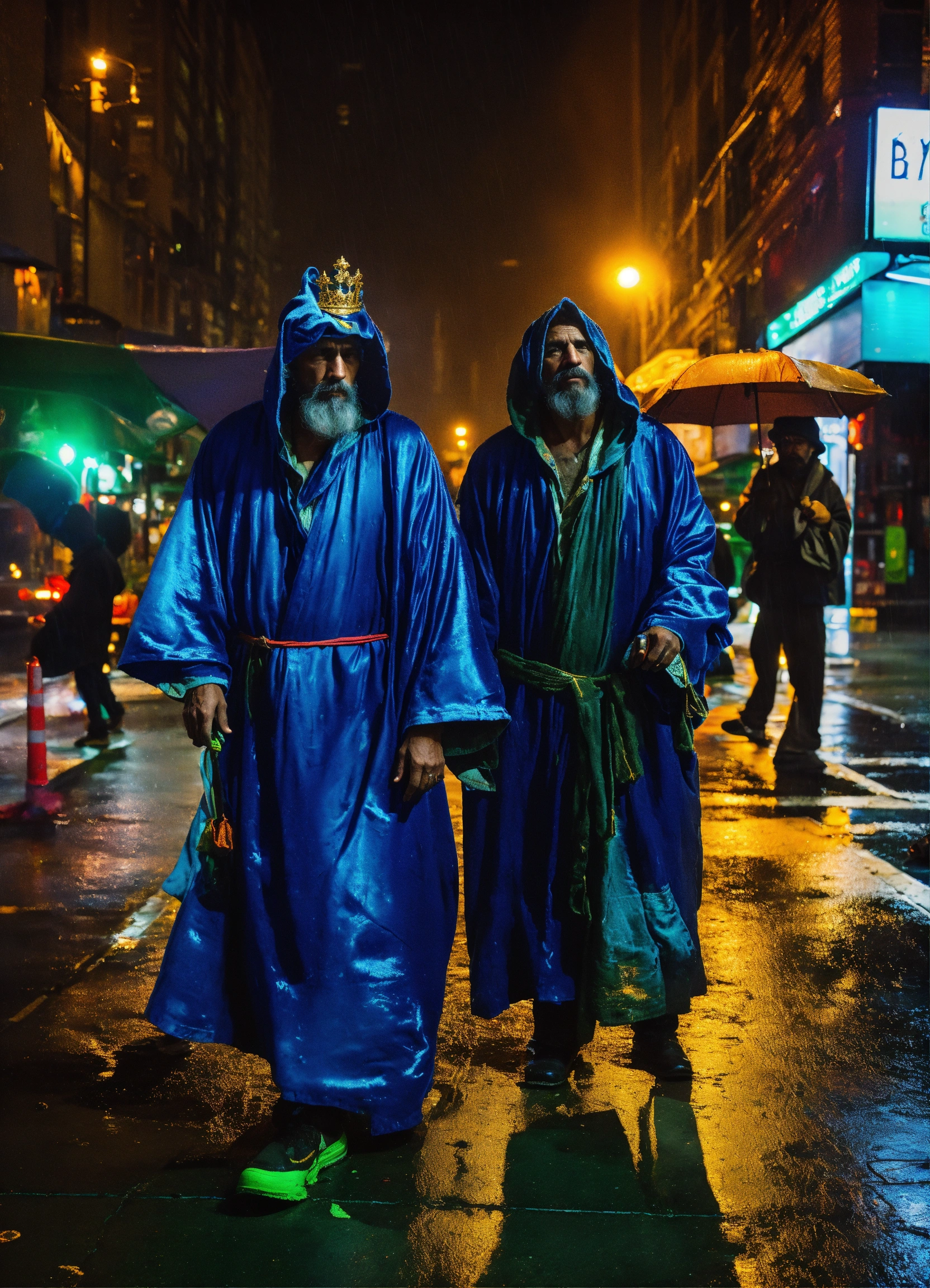 Lexica - Three homeless wearing like reyes magos ,dirty robes, king ...