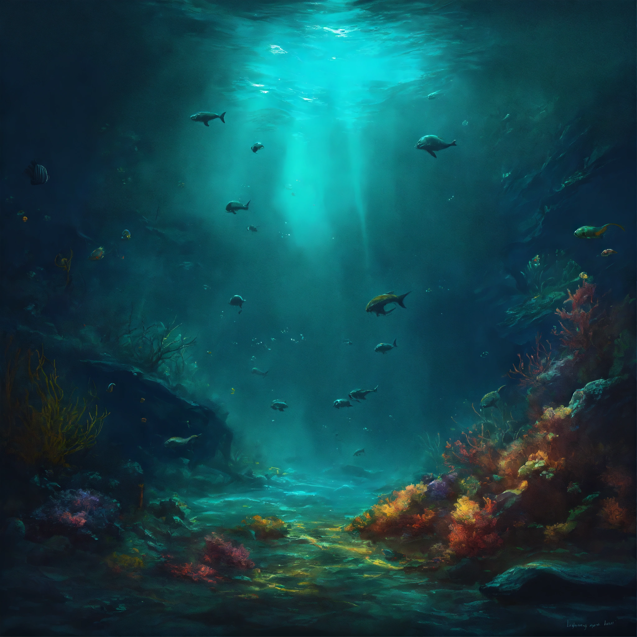 Lexica - Concept art the scary deep sea abyssal ocean floor, dark ...