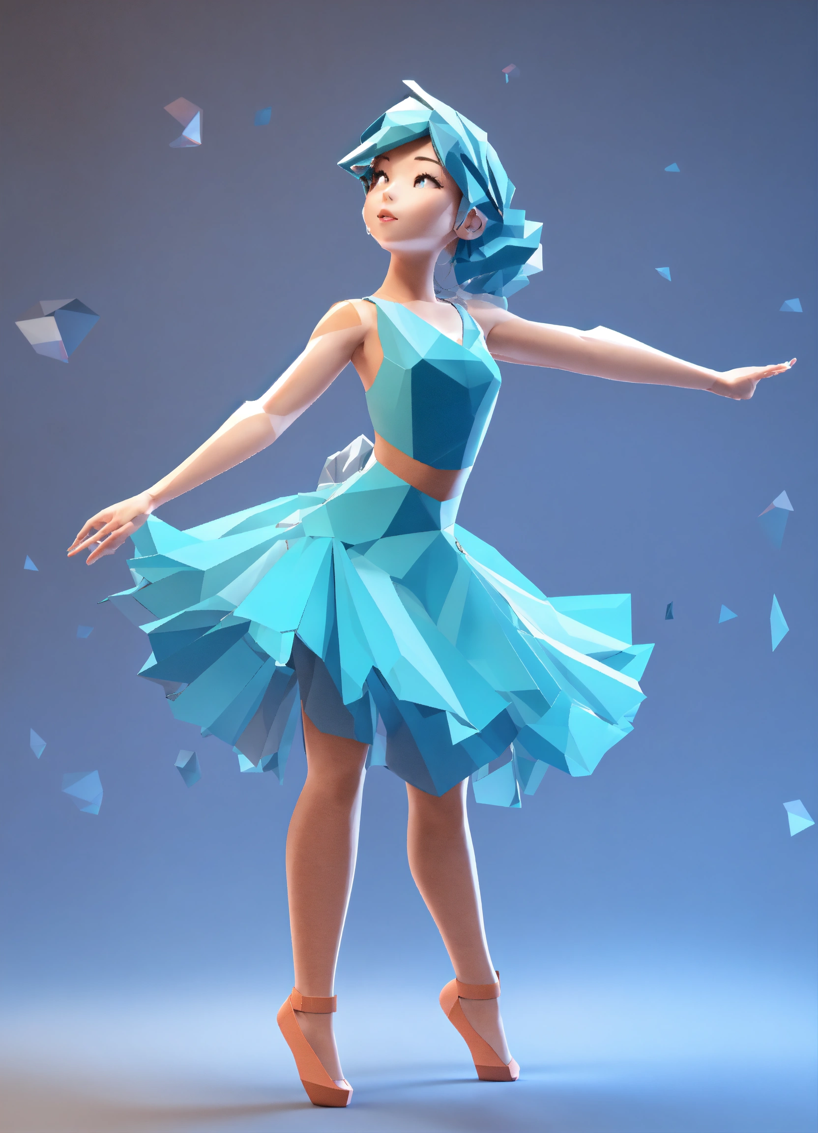 Lexica - I need a 3D low poly of a girl in a dancing costume. she is ...