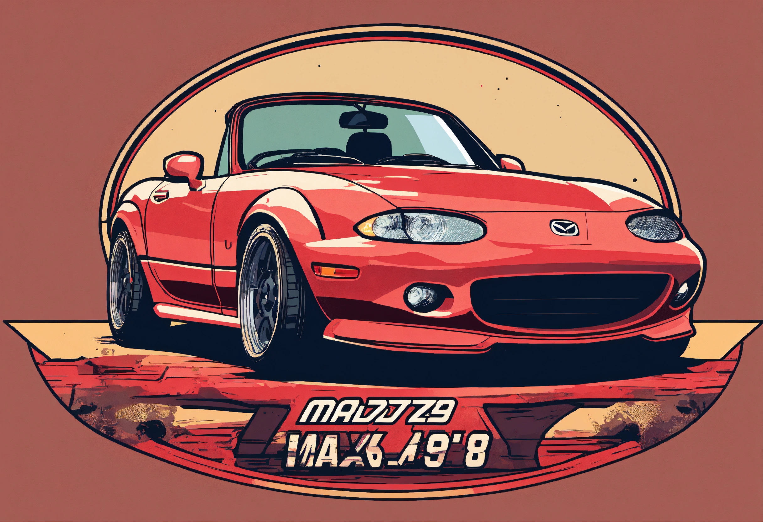 Lexica - Retro vintage 1990 mazda mx 5 club logo manga style, t shirt ...