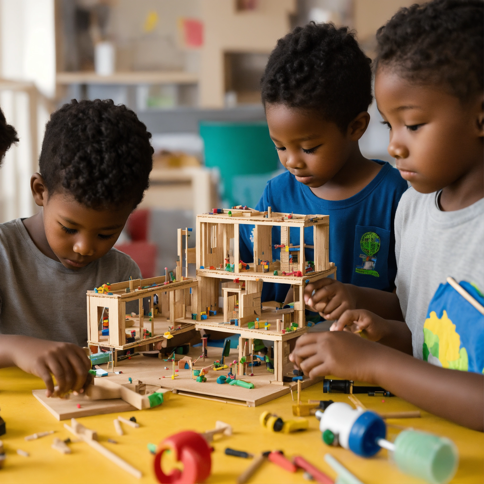 Lexica - A photo of a group of children working on a STEM project. The ...