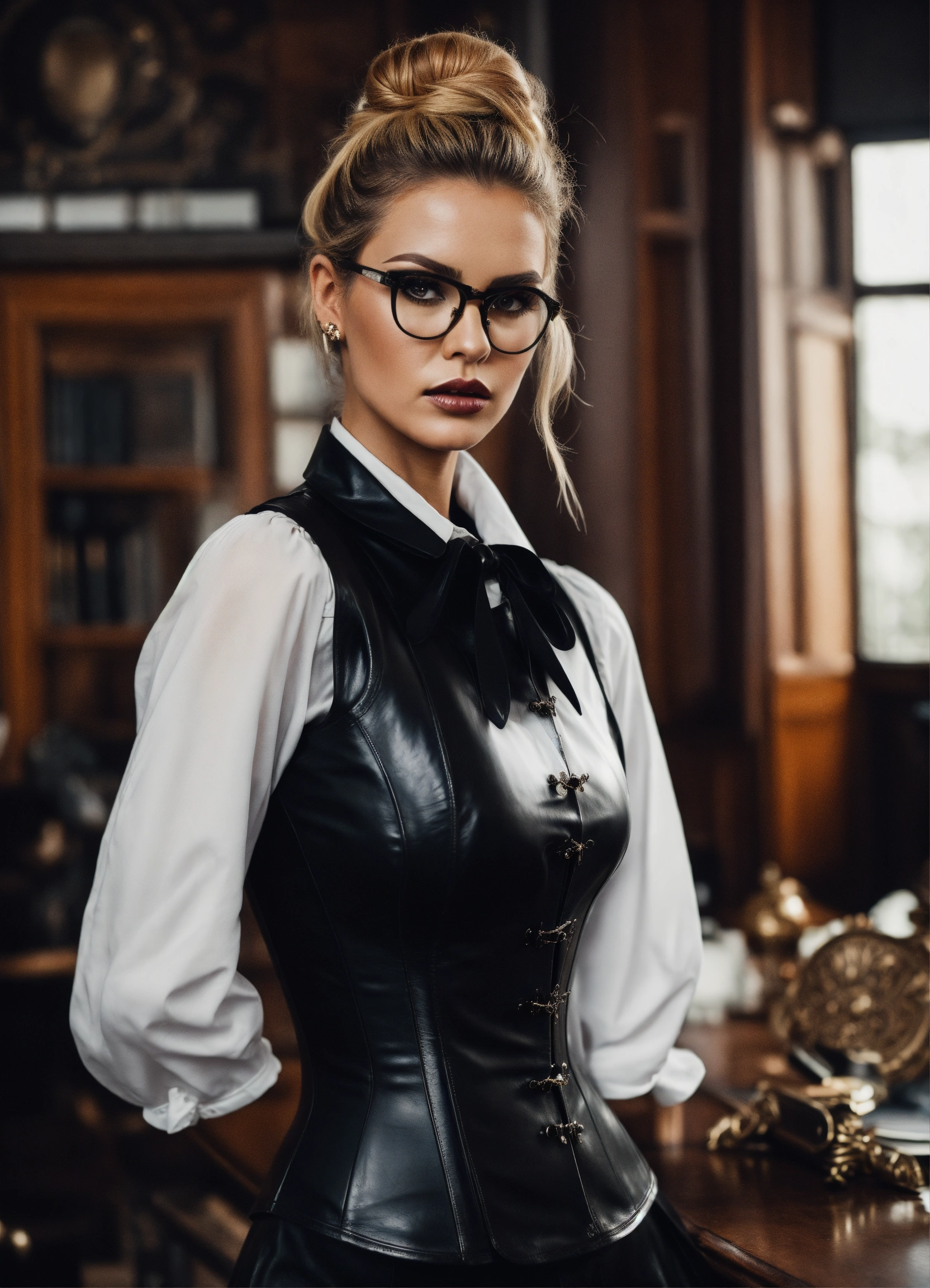 Lexica Stunning Strict Arrogant Looking French Seductress Woman Fashion Model Blonde Hair Bun 