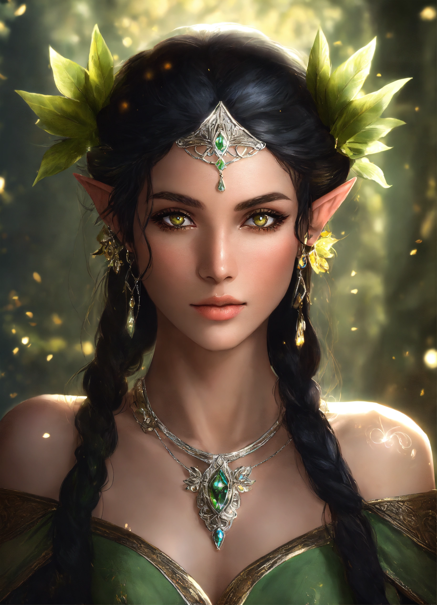 Lexica - A beautiful elf woman with a light olive complexion, black ...