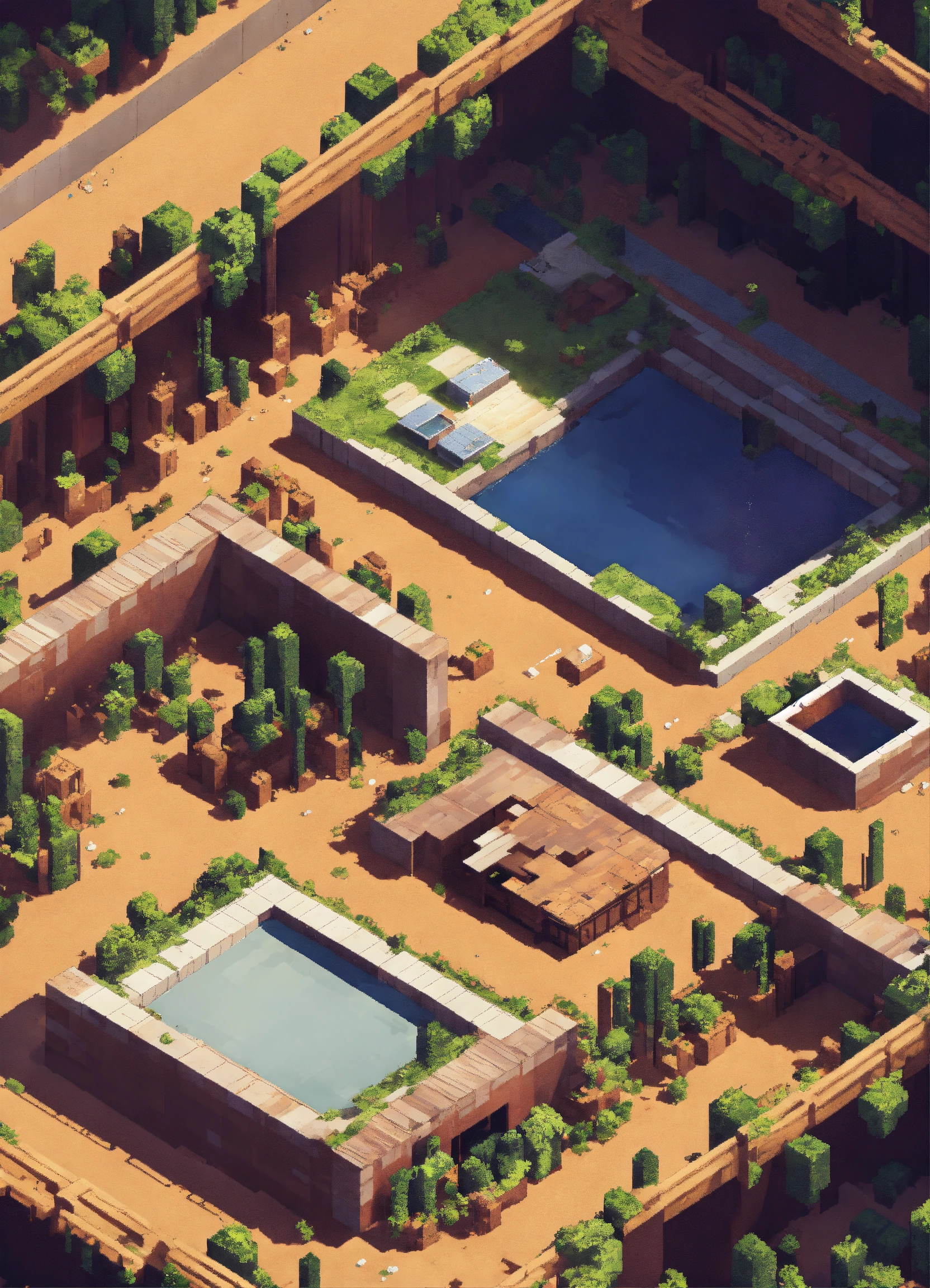 Lexica - Simple pixel construction site from overhead