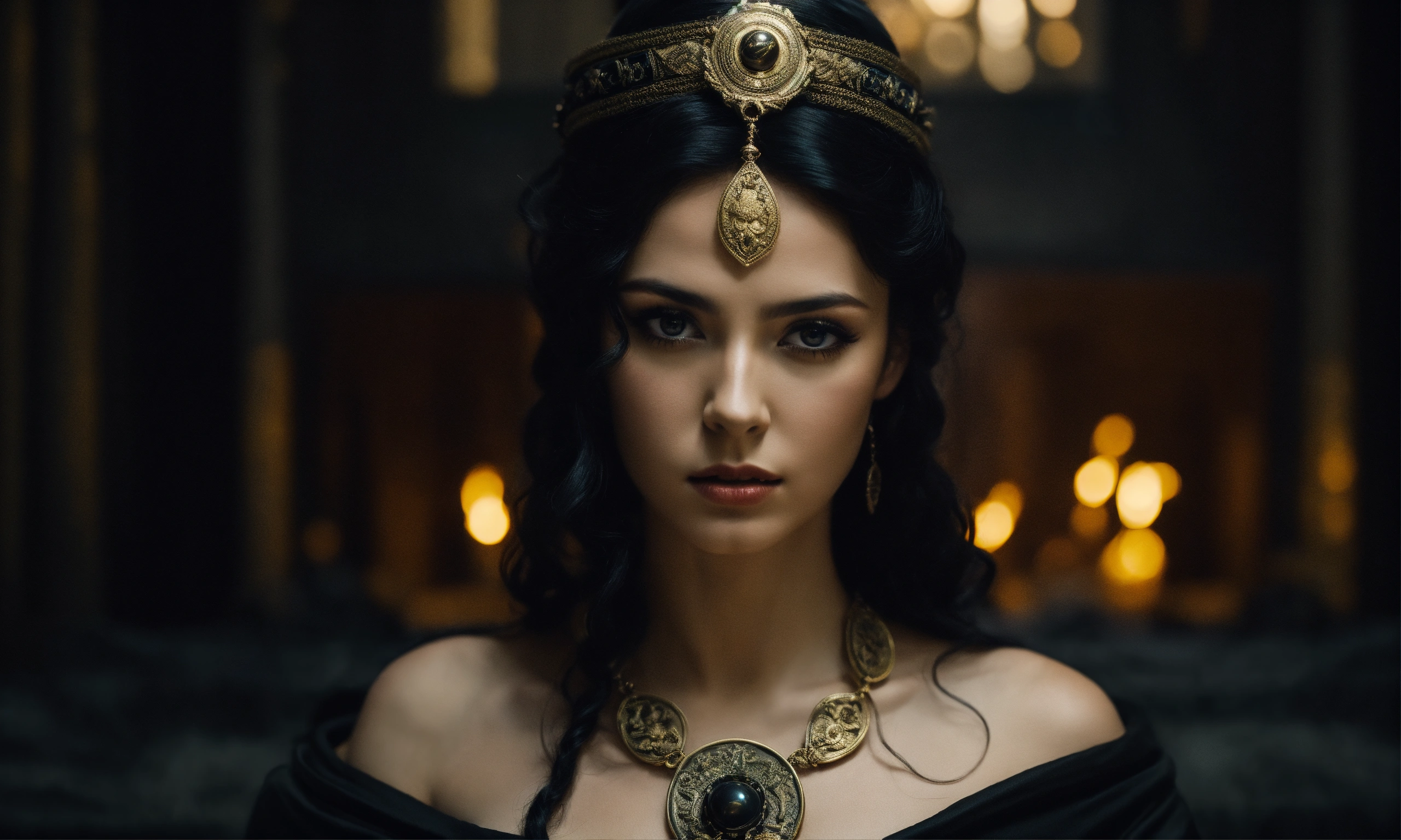Lexica - Cinematic, greek goddess Hecate, black hair, flowing black ...