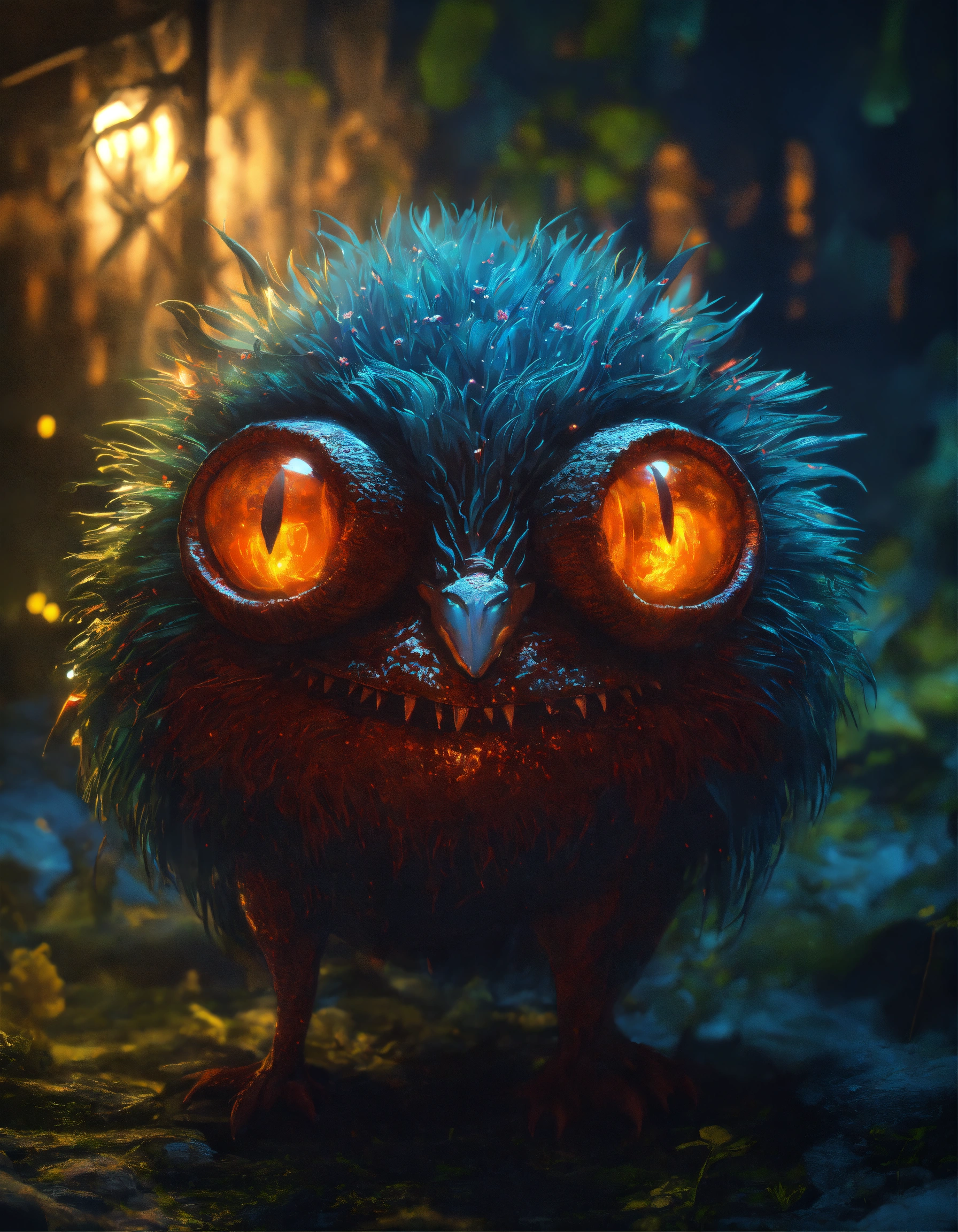 Lexica - A gentle monster with glowing eyes in the dark night, the ...