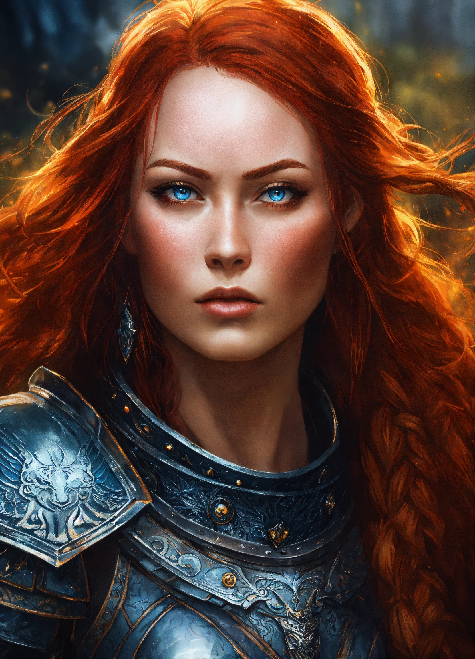 Lexica - A close up of an red haired female wearing wolf pelt shoulder ...