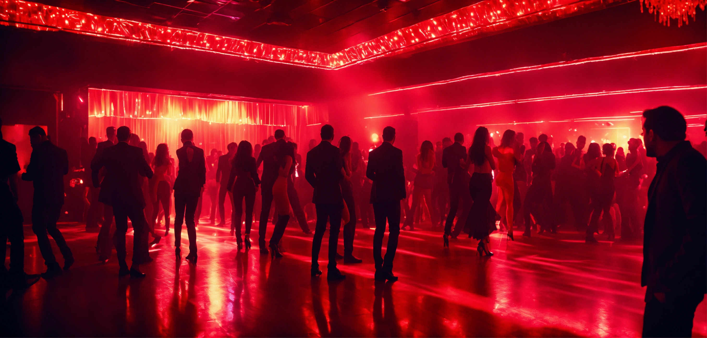 Lexica - Cinematic look, dark urban city night club hall, disco dance ...