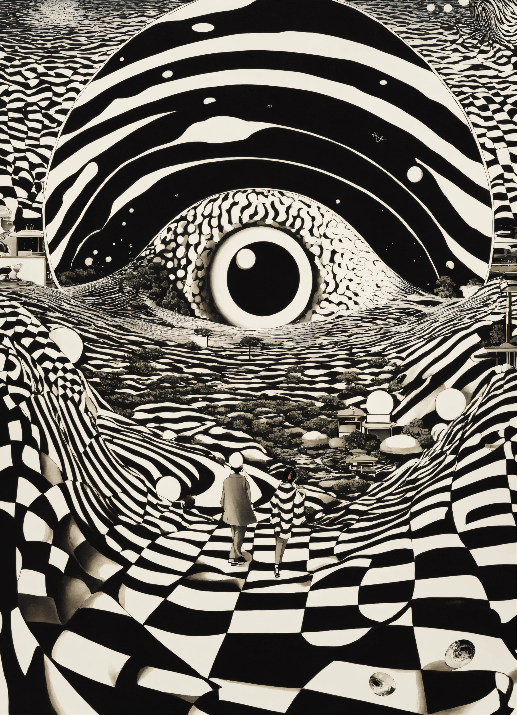 Lexica - Japanese vintage poster ,psychedelic eyeball dripping , cosmic ...