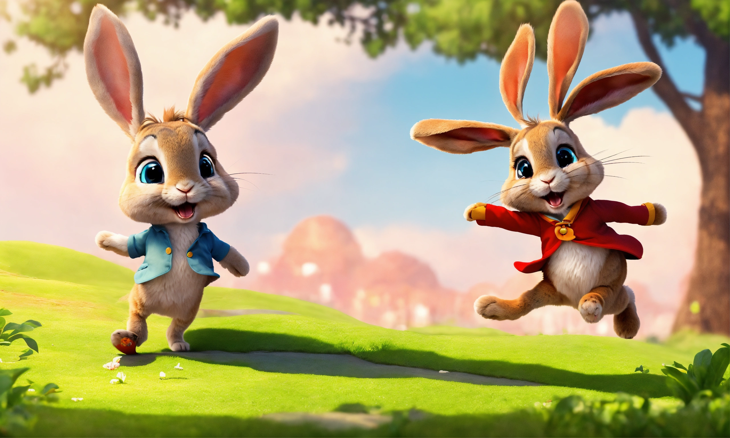 Lexica - Cartoon cute rabbit walking on 2 legs