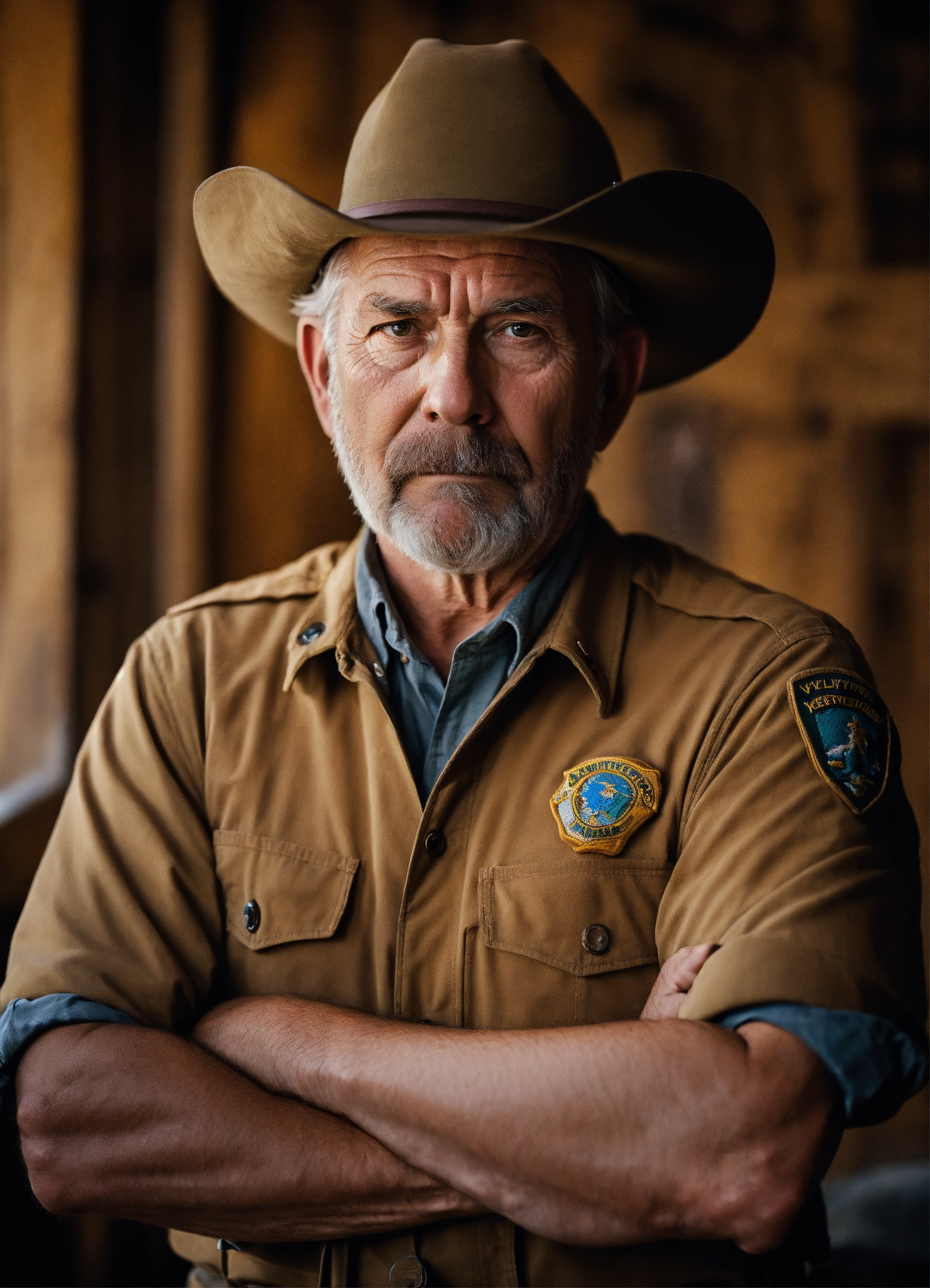 Lexica - Scared YELLOWSTONE park ranger man, OLD, FRONT VIEW, casual ...