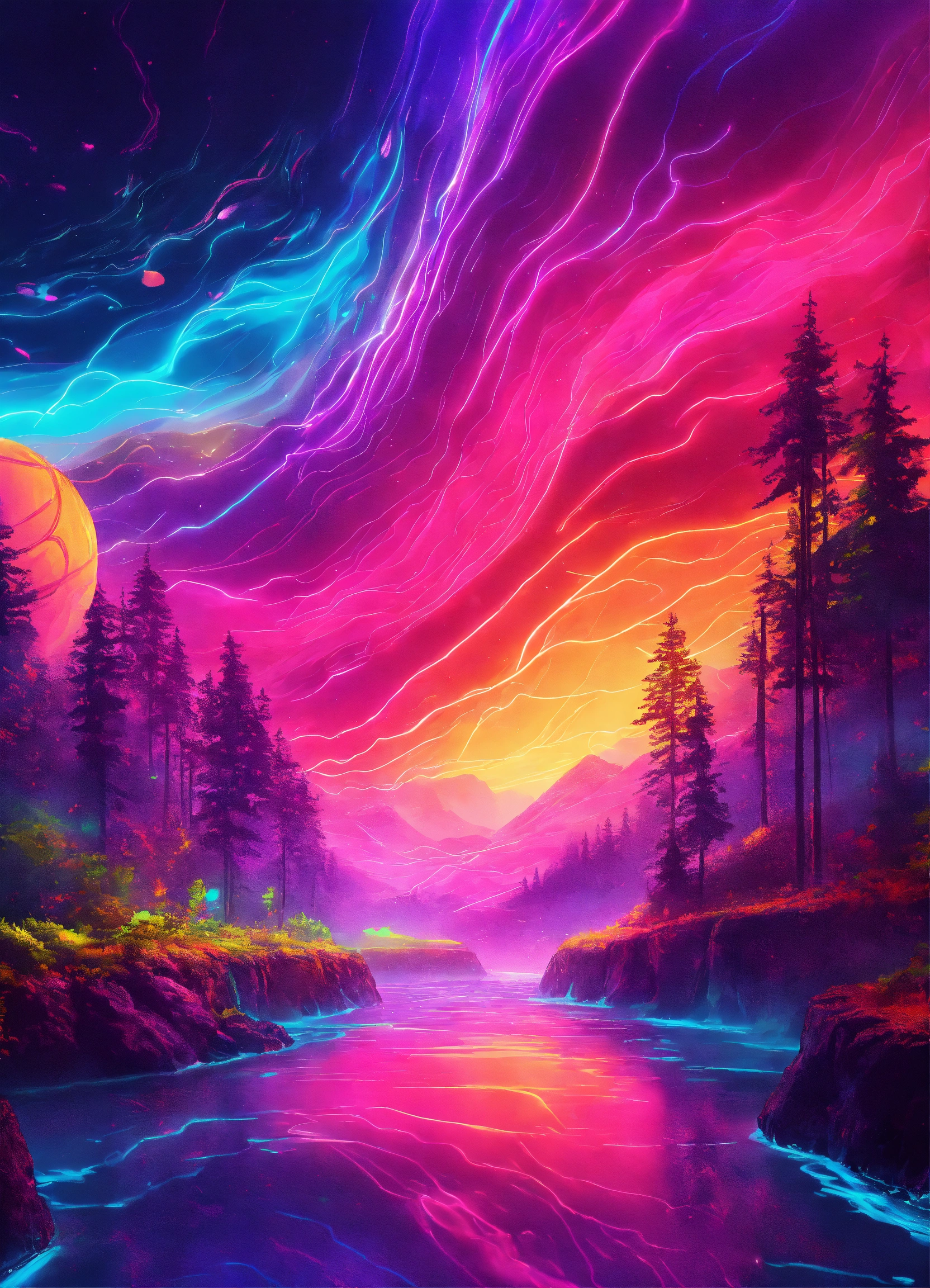 Lexica - Get lost in a neon wonderland as vivid waves of electrifying ...