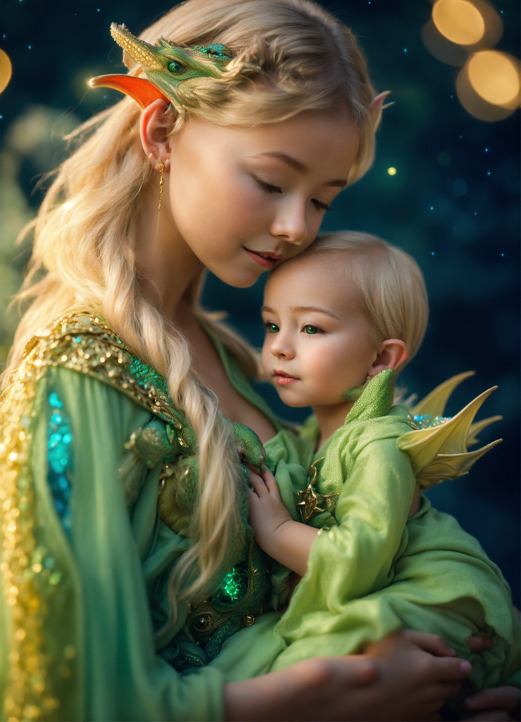 Lexica - Cute young blonde elf girl dressed in a beautifull light green ...
