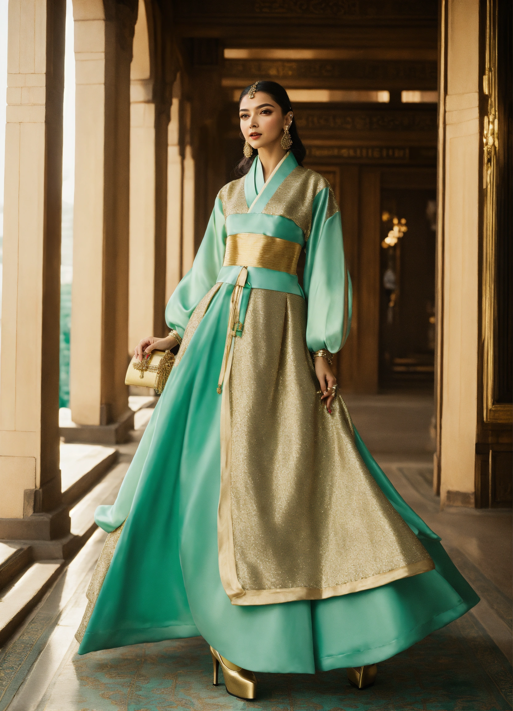 Lexica - Deepika glamorous sparkly Cleopatra inspired mint and gold ...