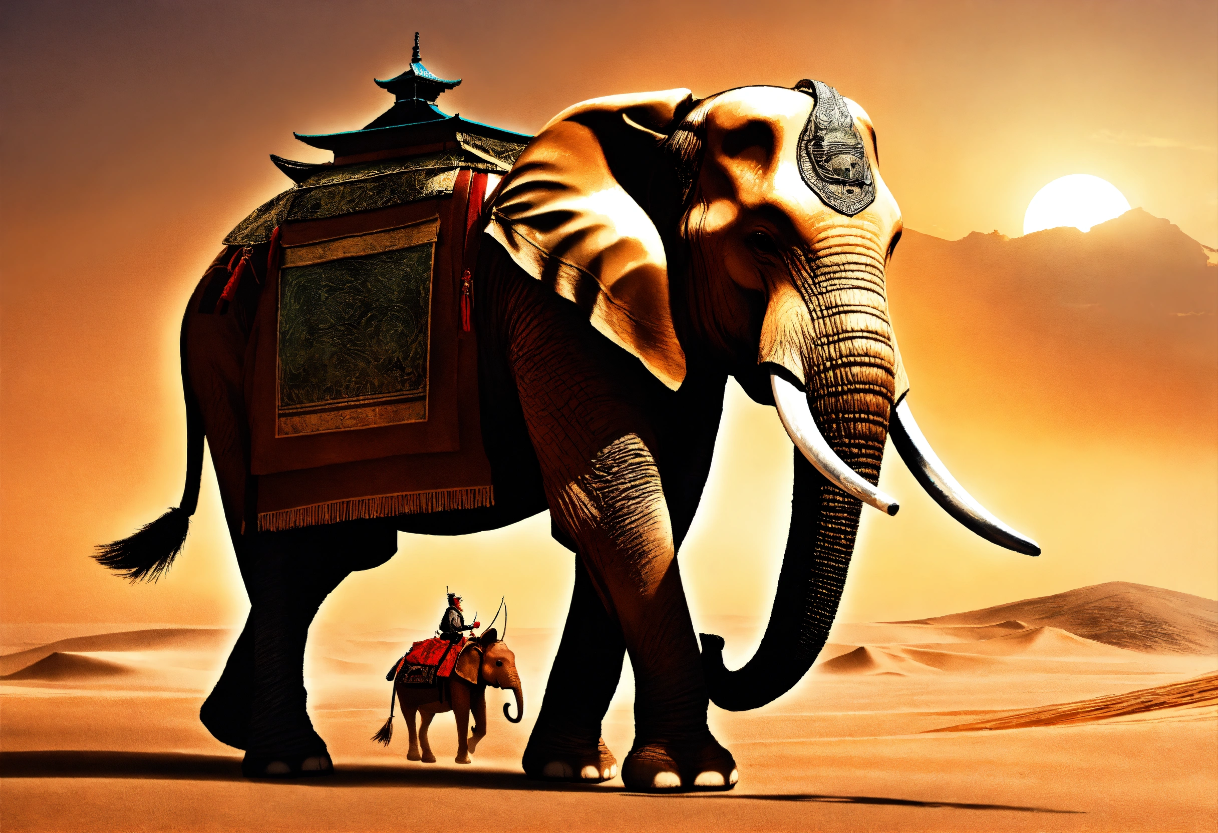 Lexica - Elephant samurai. Desert. Hyper realistic.
